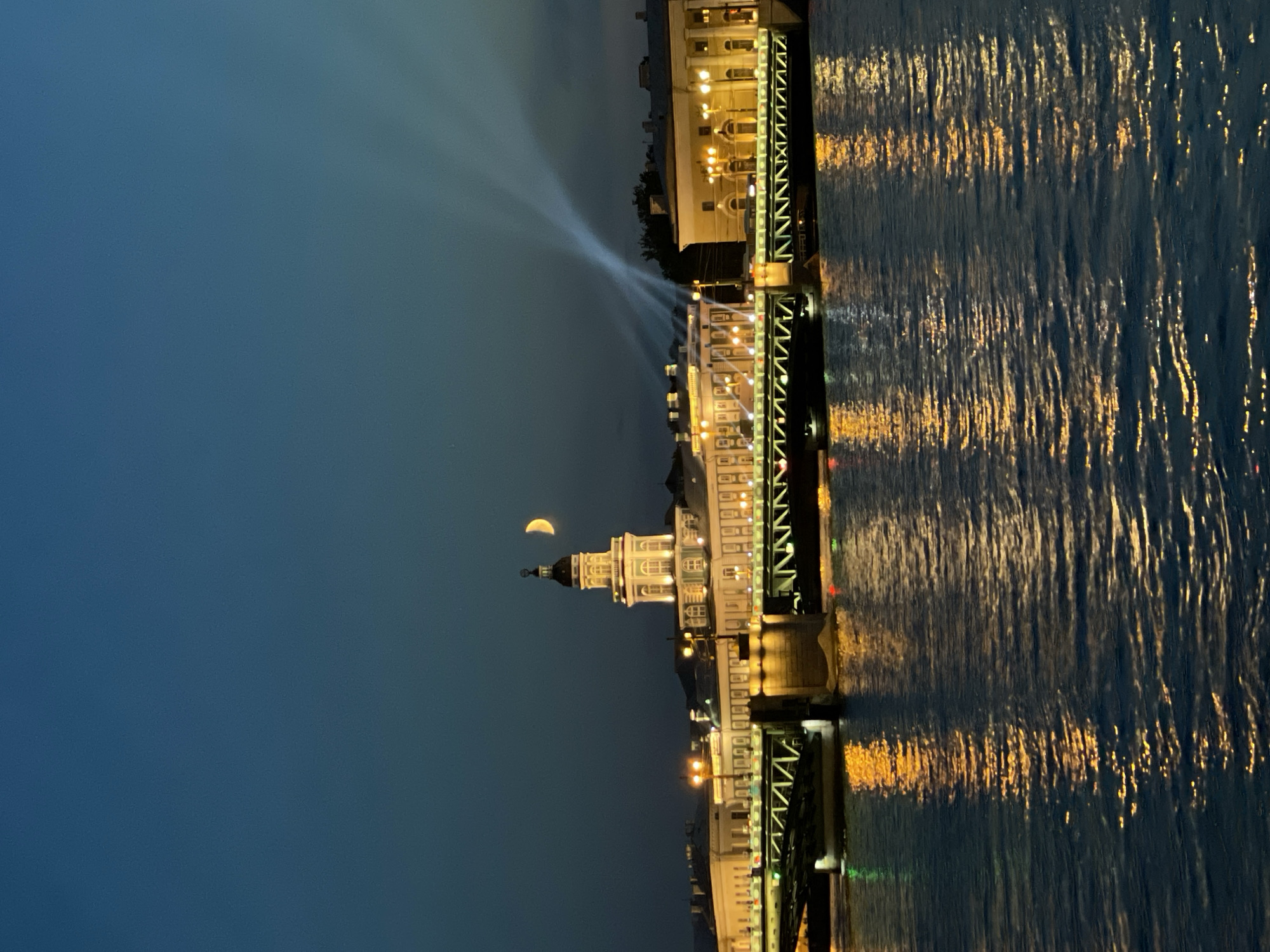 Saint Petersburg at twilight: landmarks and a roadside tower