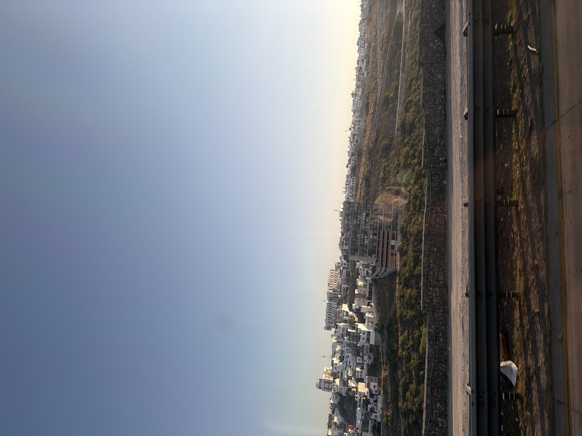 Urban hillside view captured from building structure