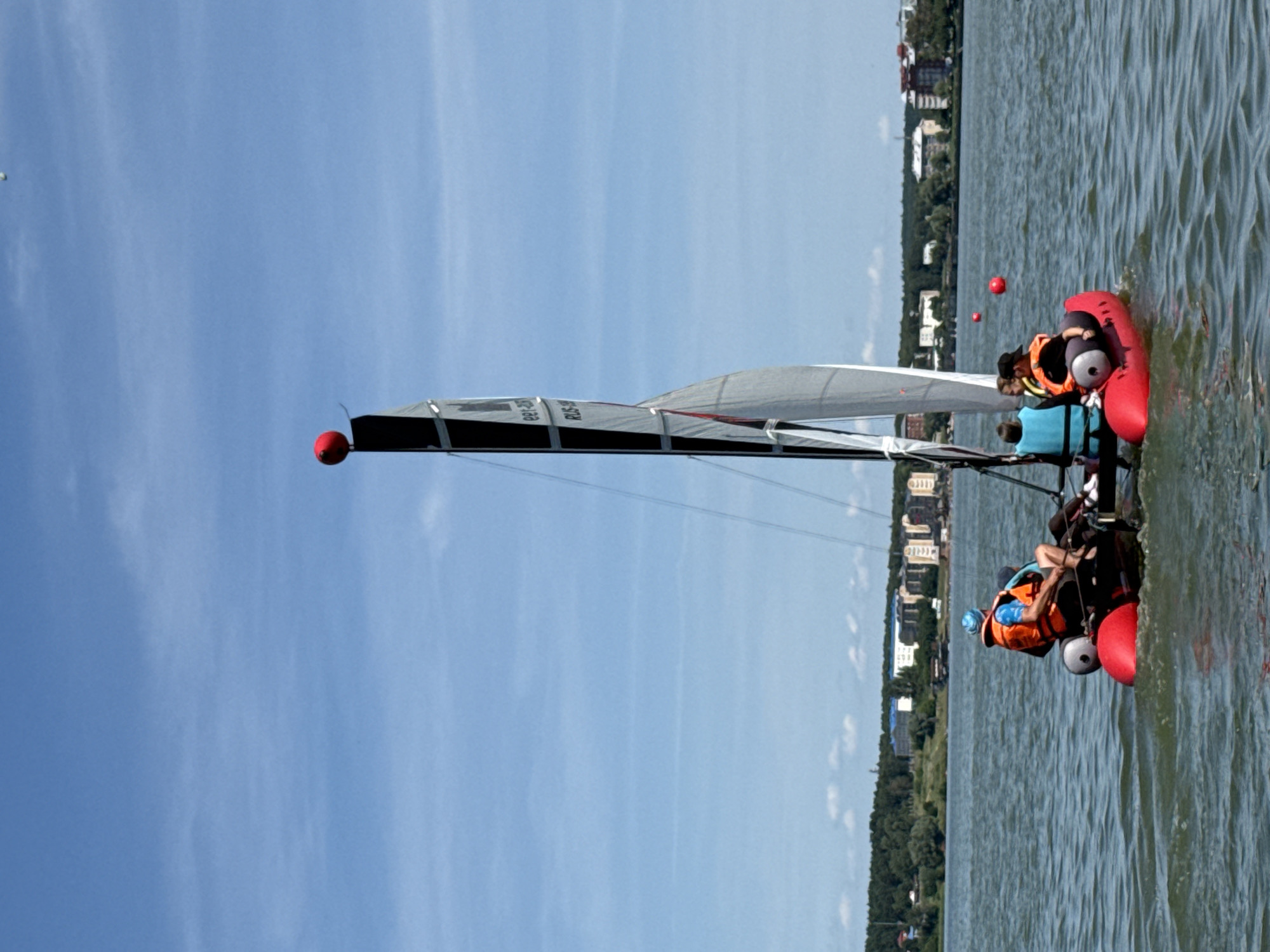 Sailboats and paddleboards out on a Votkinsk lake