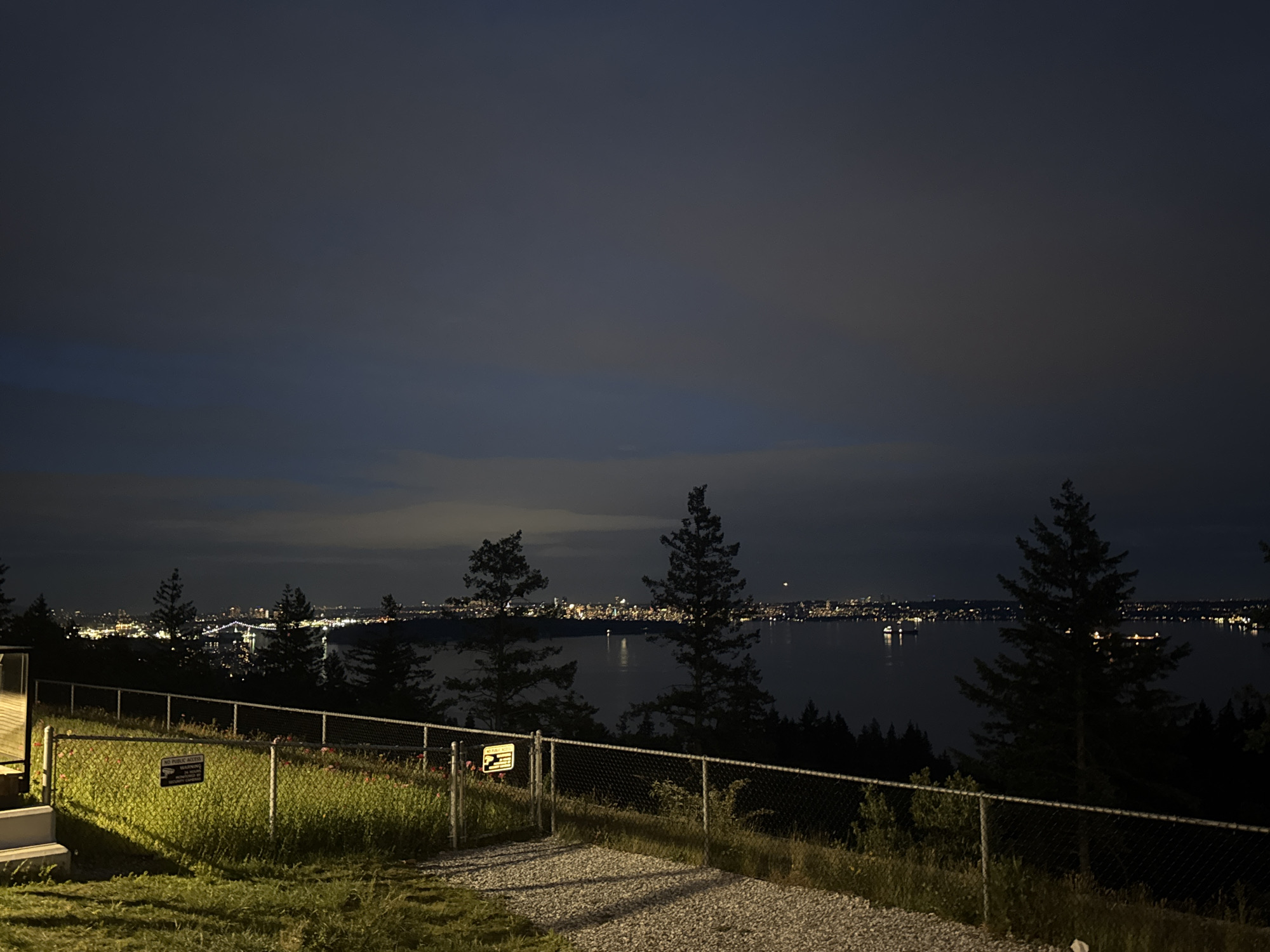 Nighttime views captured overlooking Burrard Inlet from West Vancouver