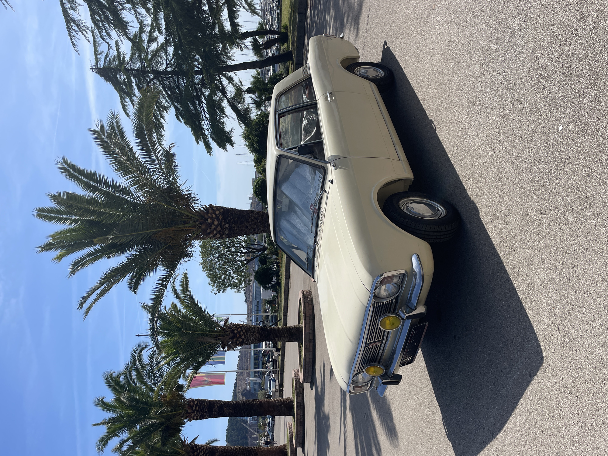 Vintage car and coastal promenade documented in Bar, Montenegro