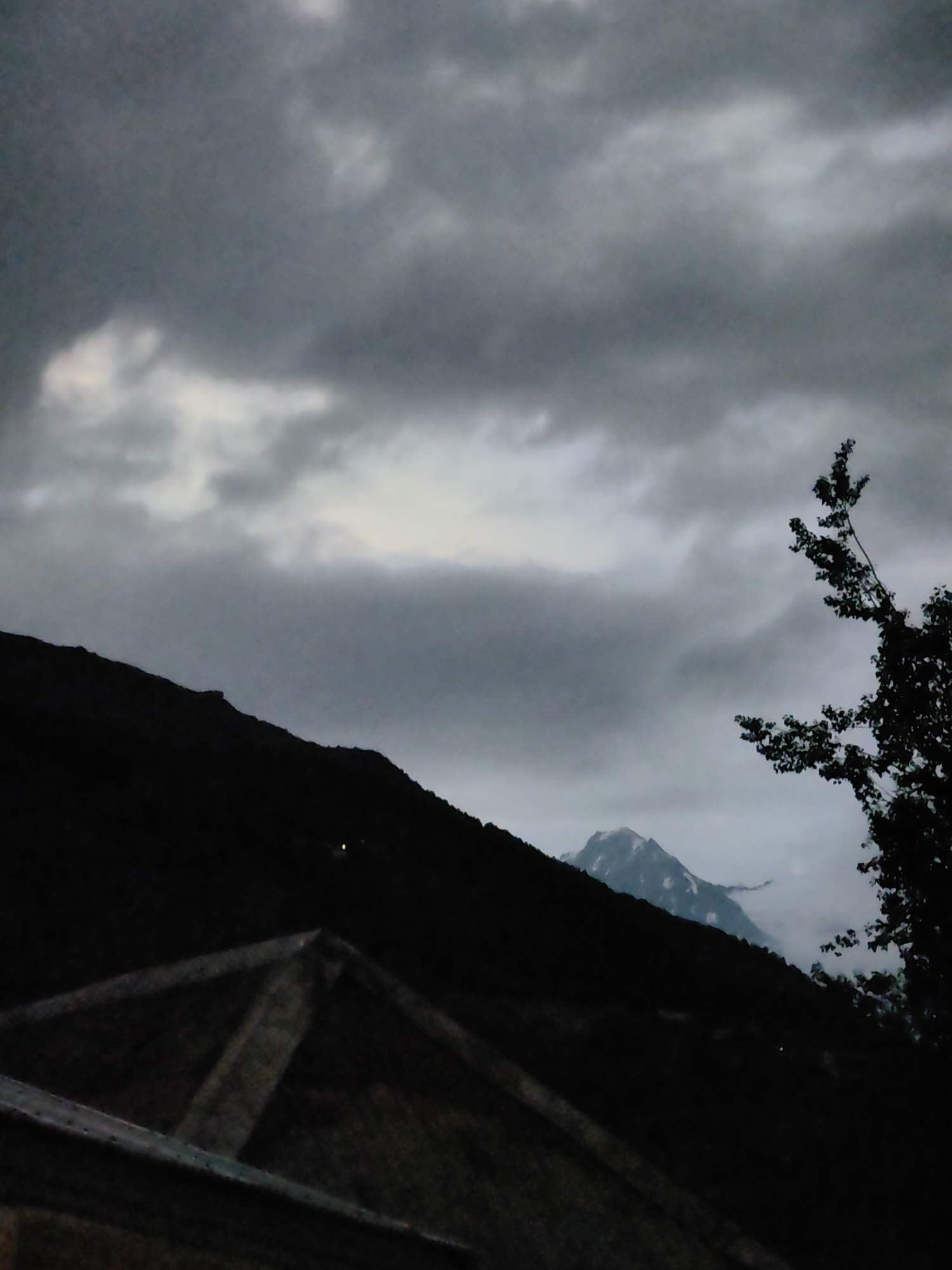 Overcast skies and rugged terrain around Keylong, Himachal Pradesh