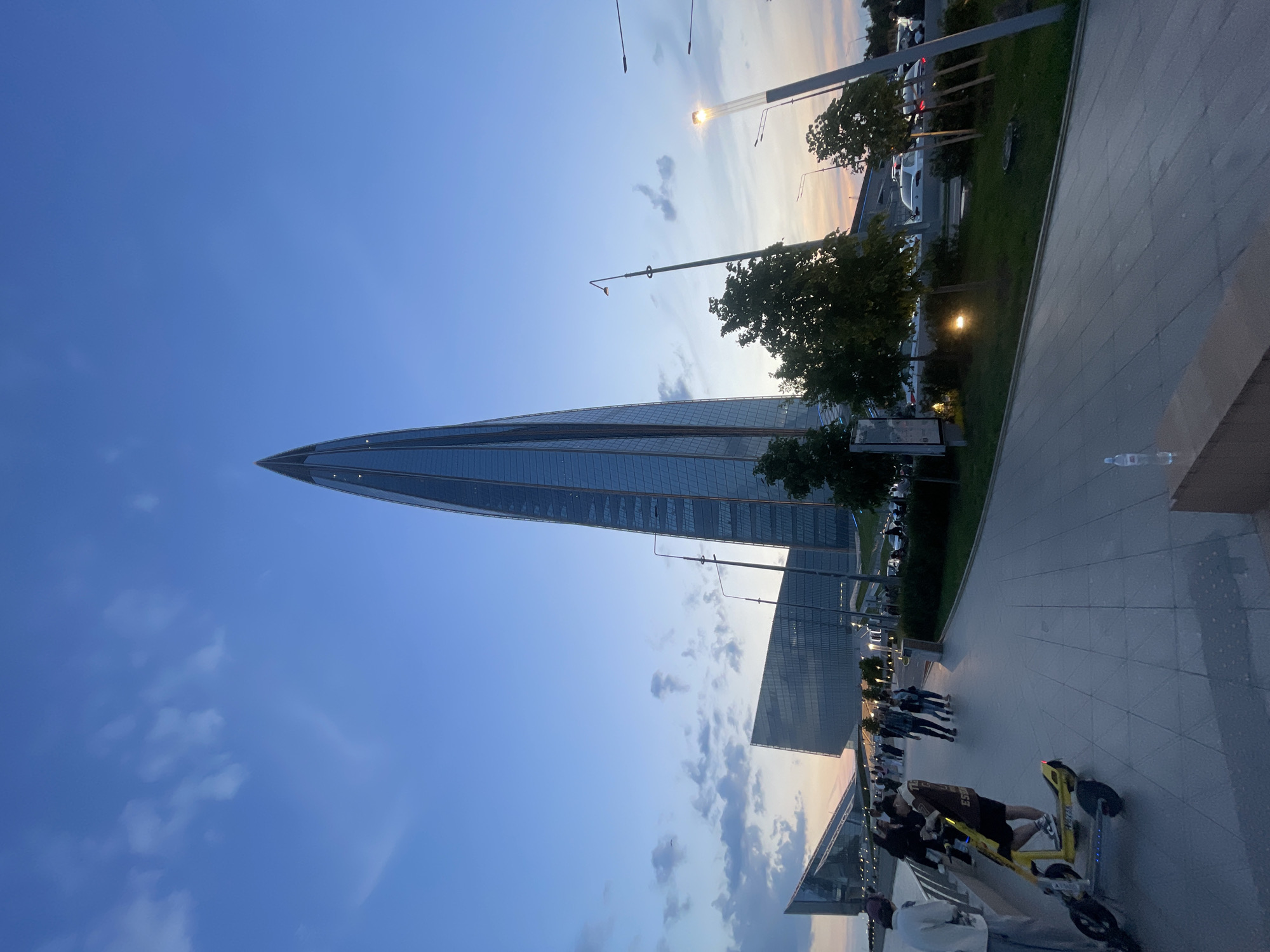 Lakhta Center photographed at twilight in St. Petersburg
