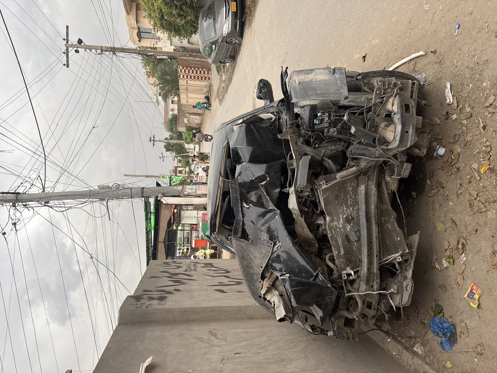 Severe car crash documented in Nasheman Colony, Pakistan