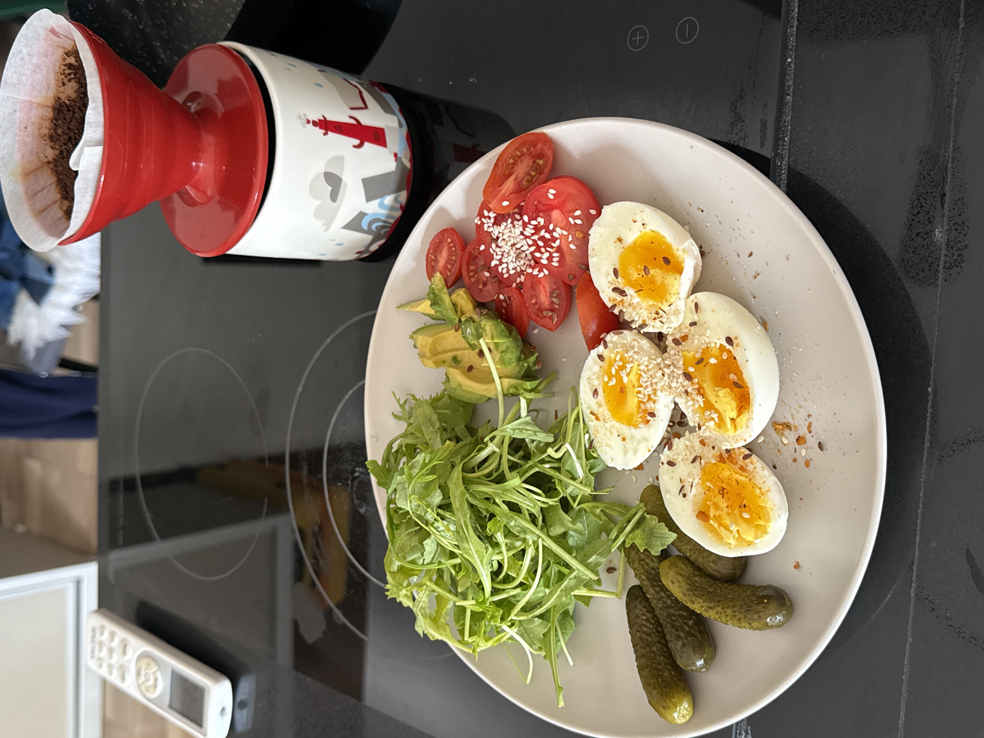 Morning breakfast documented in Tel Aviv kitchen
