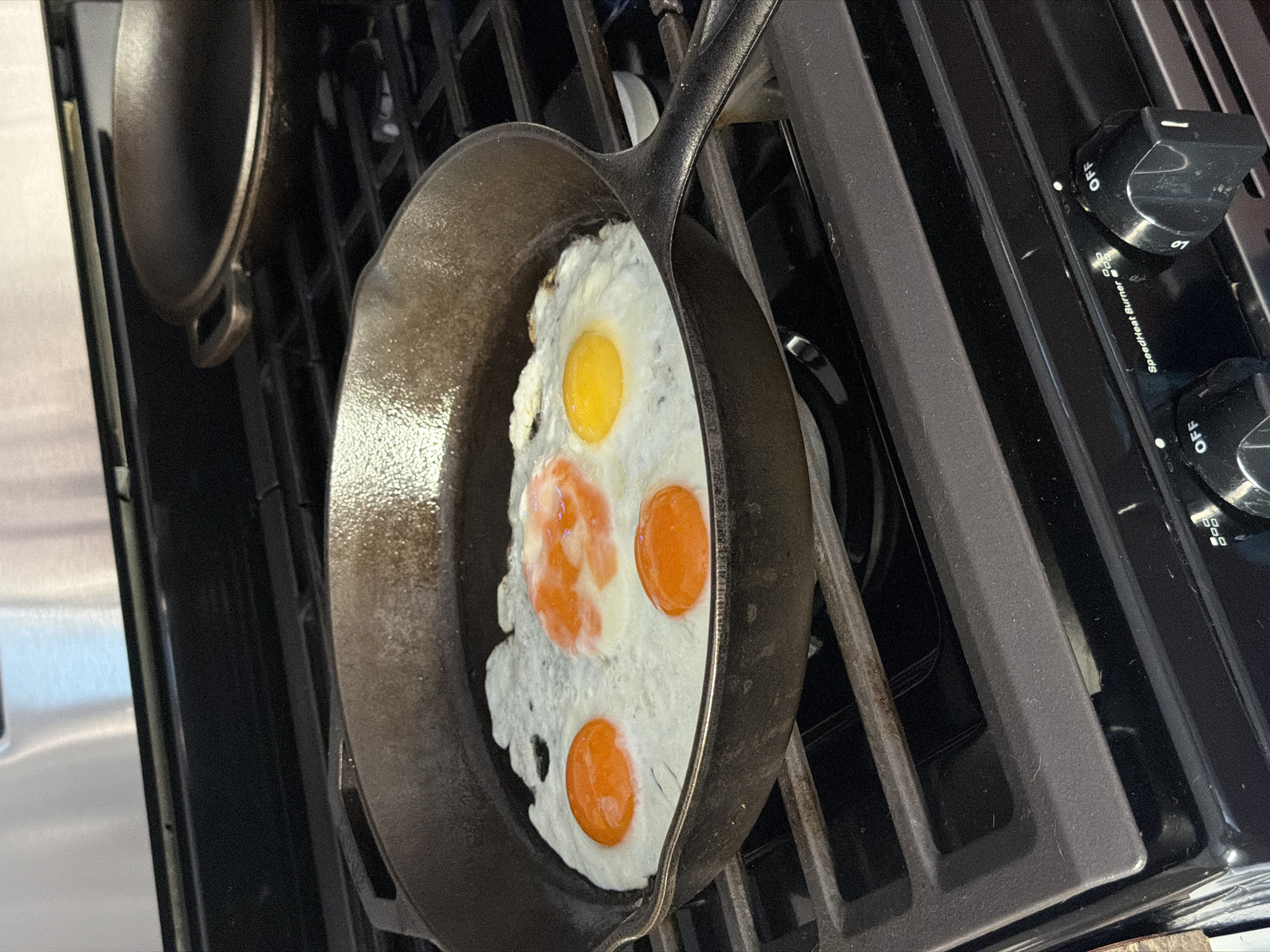 Morning cooking scene documented on gas stovetop in Buford