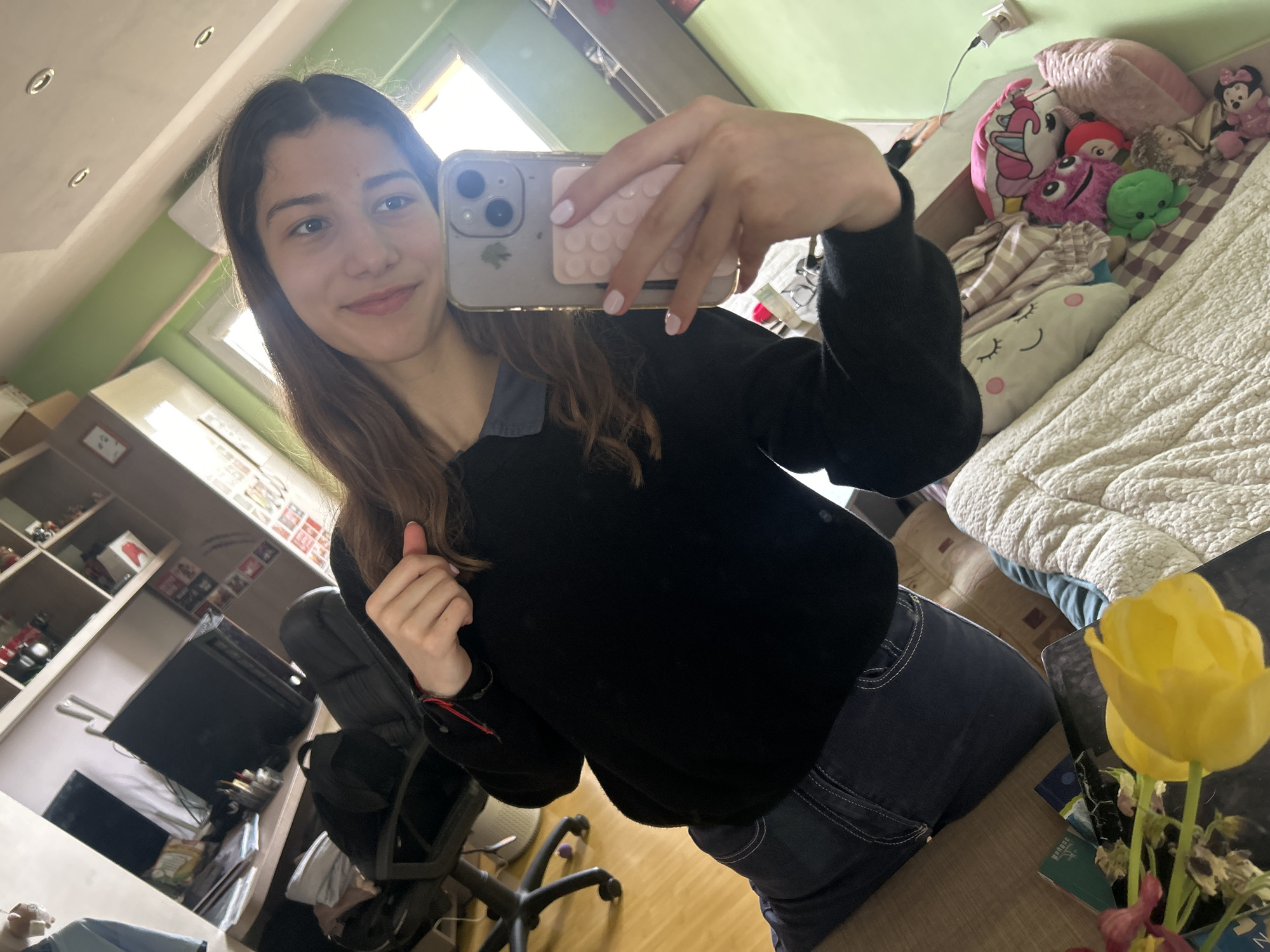 Woman takes multiple selfies for social media in Ruse