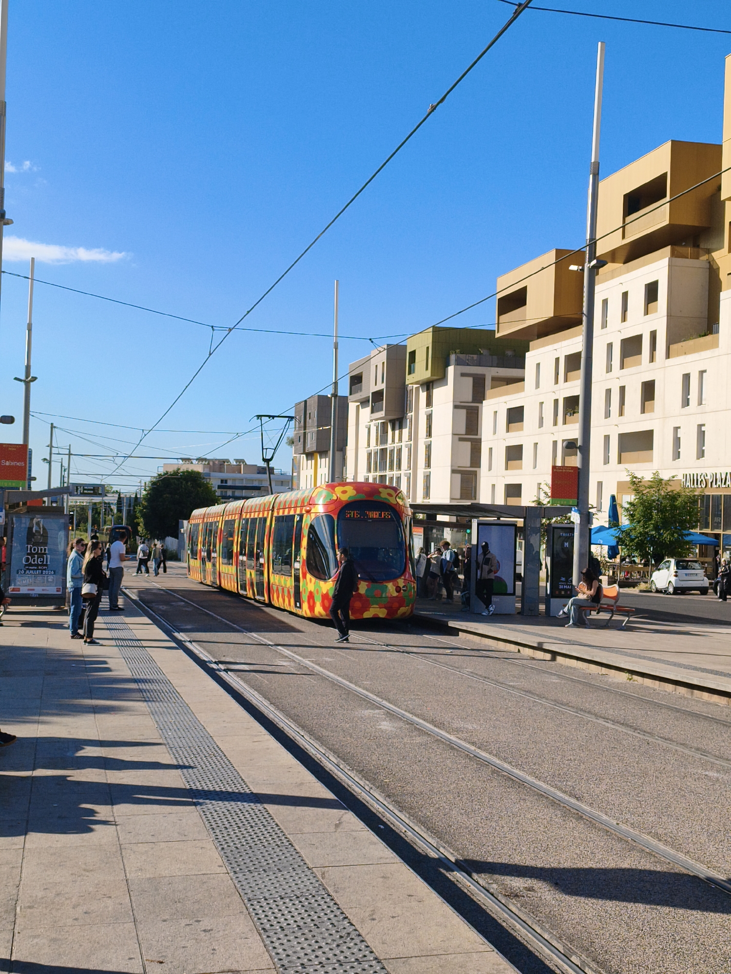 Morning tram service operates normally in Montpellier streets