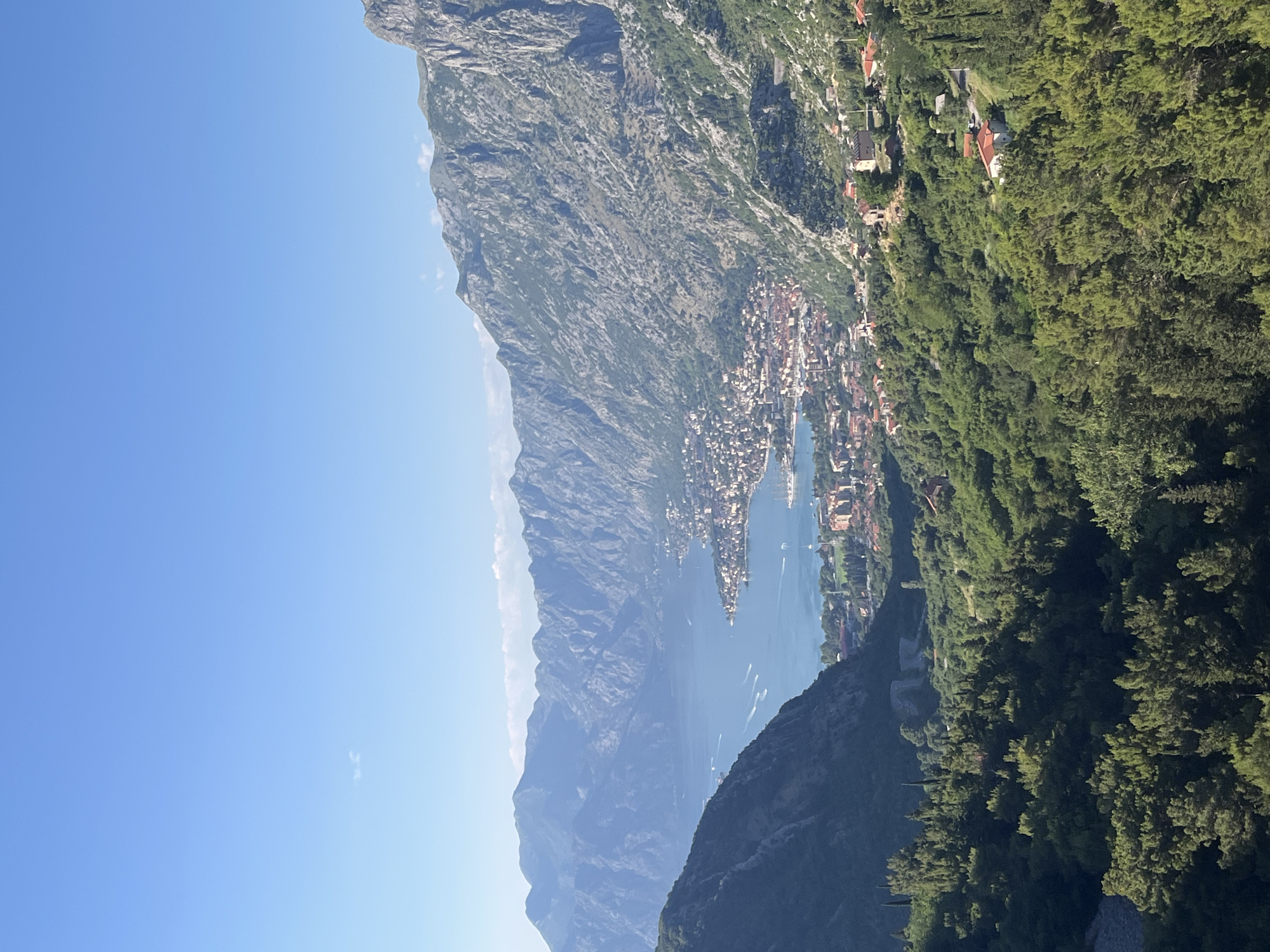 Bay of Kotor from above, mountains, calm blue water