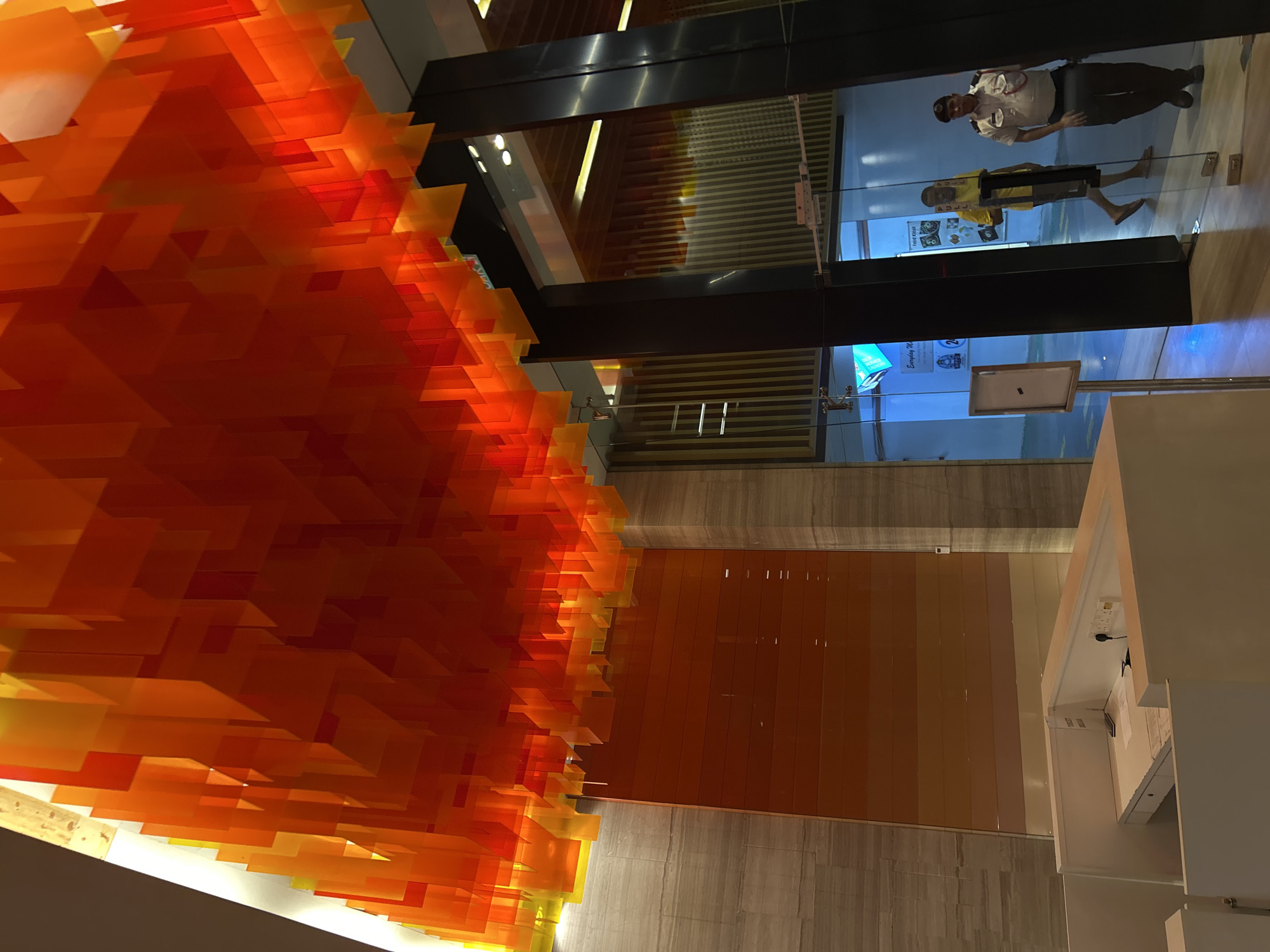 Abstract sculpture photographed in Kuala Lumpur building interior