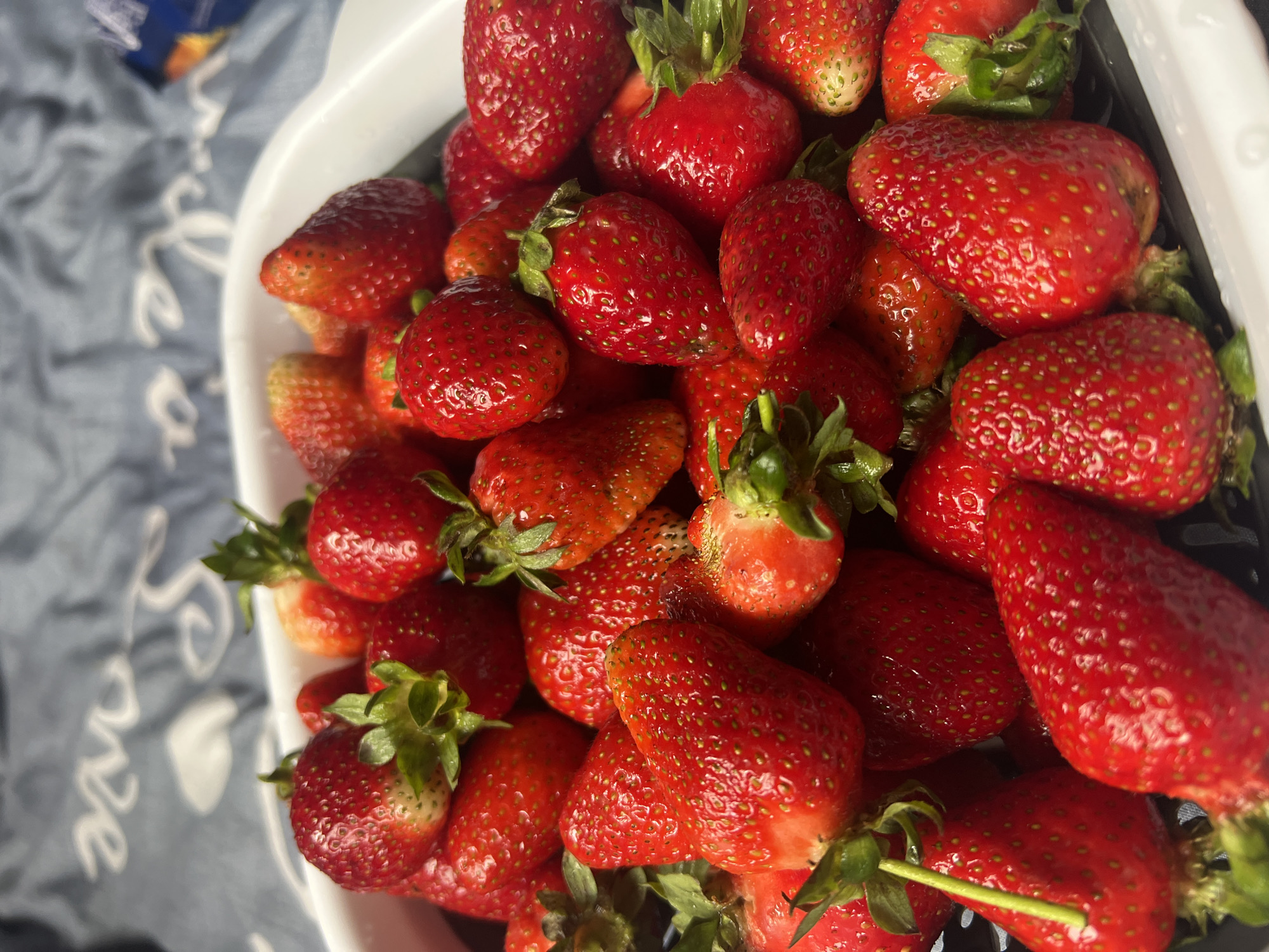 Fresh strawberries displayed in container in Krasnodar, Russia