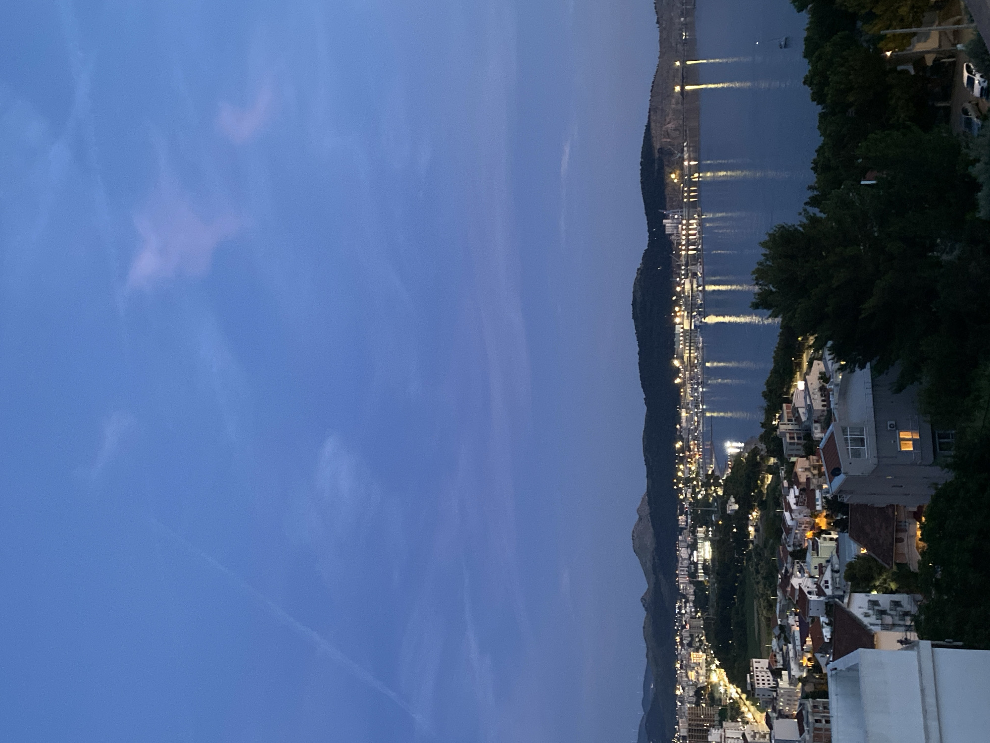 Twilight views of Šušanj Montenegro coastal town at dusk