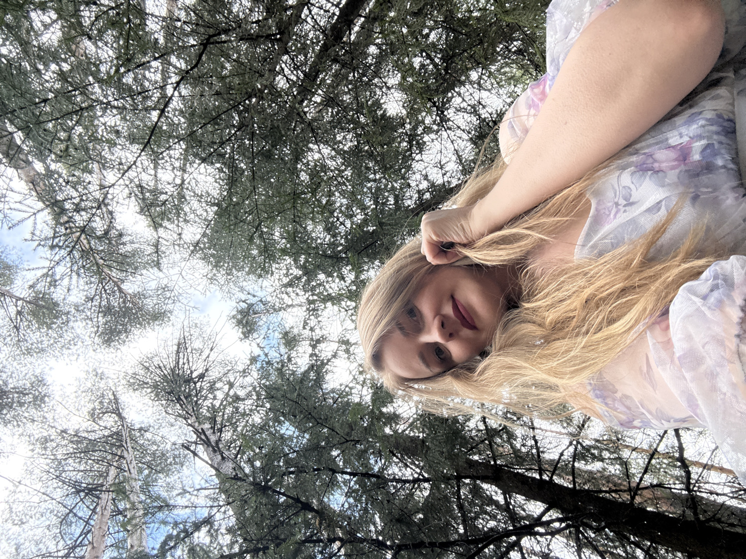 Woman photographed in forest near Chaikovsky, Russia