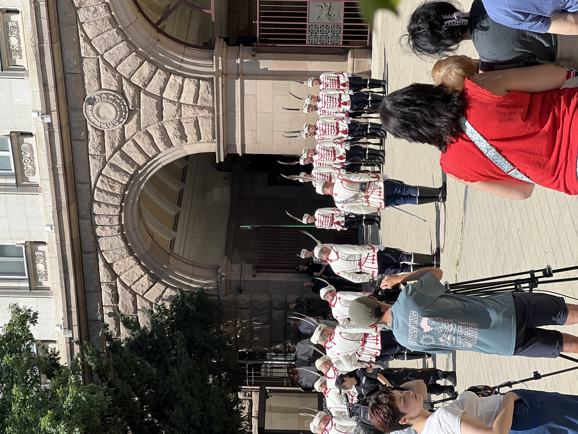 Guard ceremony and public gathering at Sofia's civic center