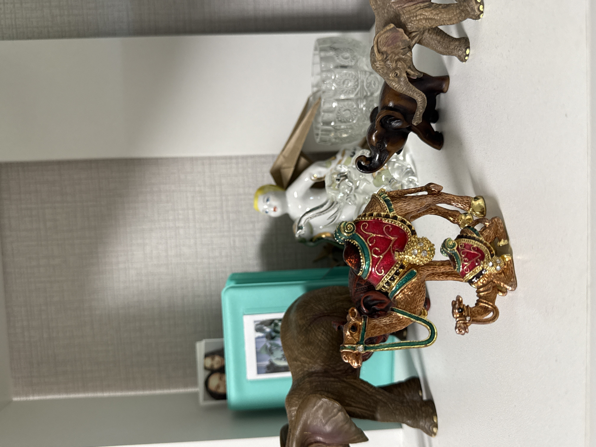 Browsing keepsakes and decor in a Cheboksary home