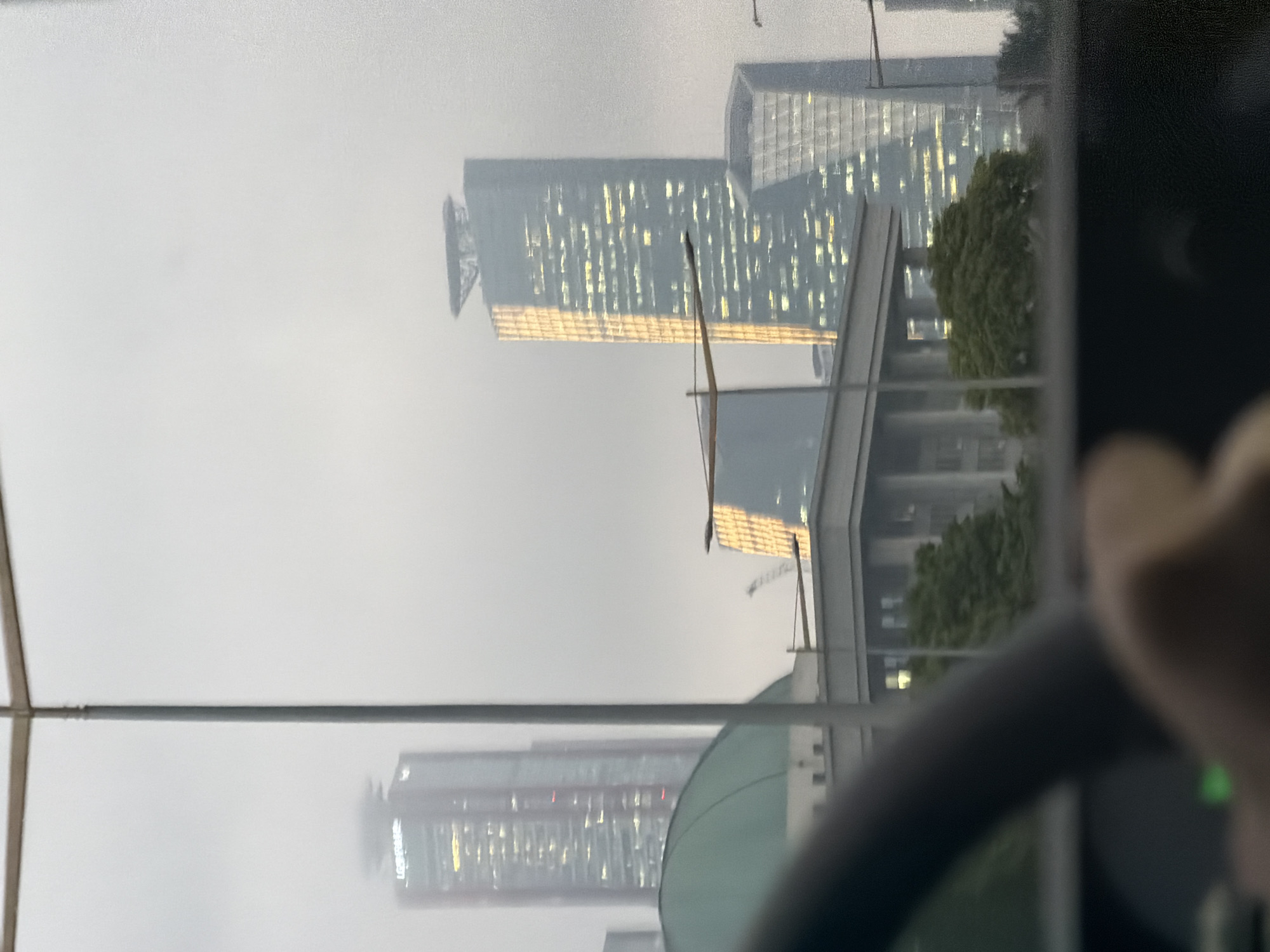 Urban view captured from vehicle in Seoul showing skyscrapers