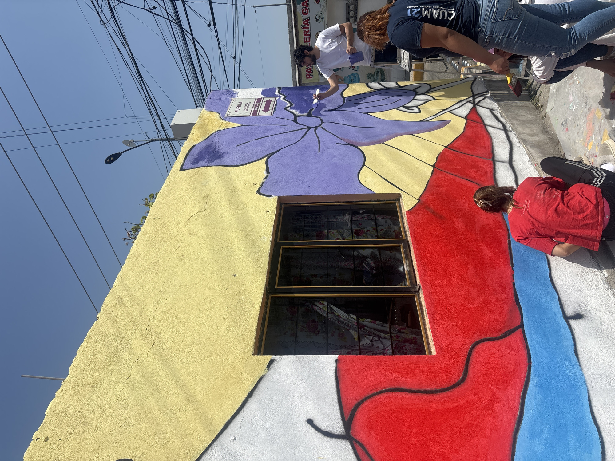 Community mural painting project underway in Puebla, Mexico