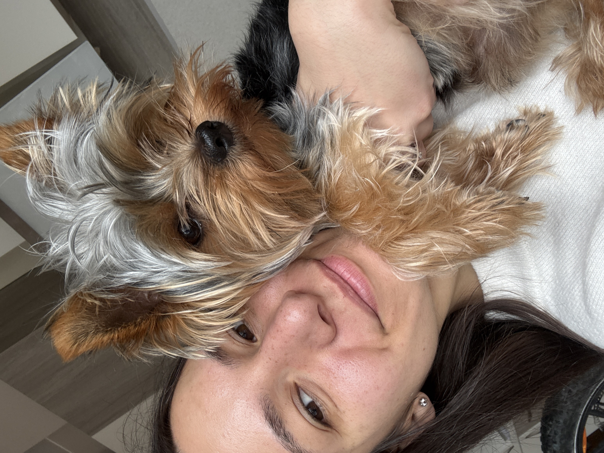 Woman poses with fluffy dog in Varna