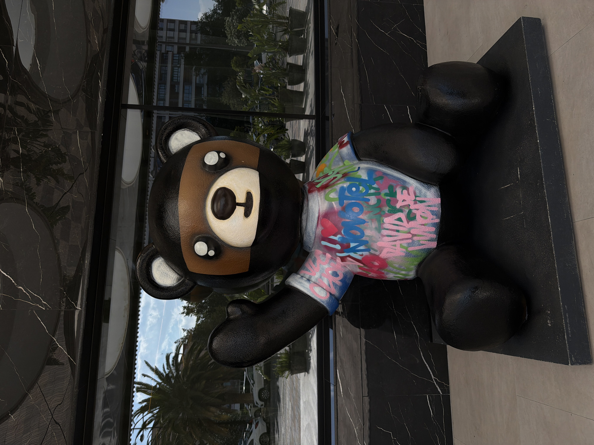 Valencia retail space features teddy bear sculpture, artificial landscaping