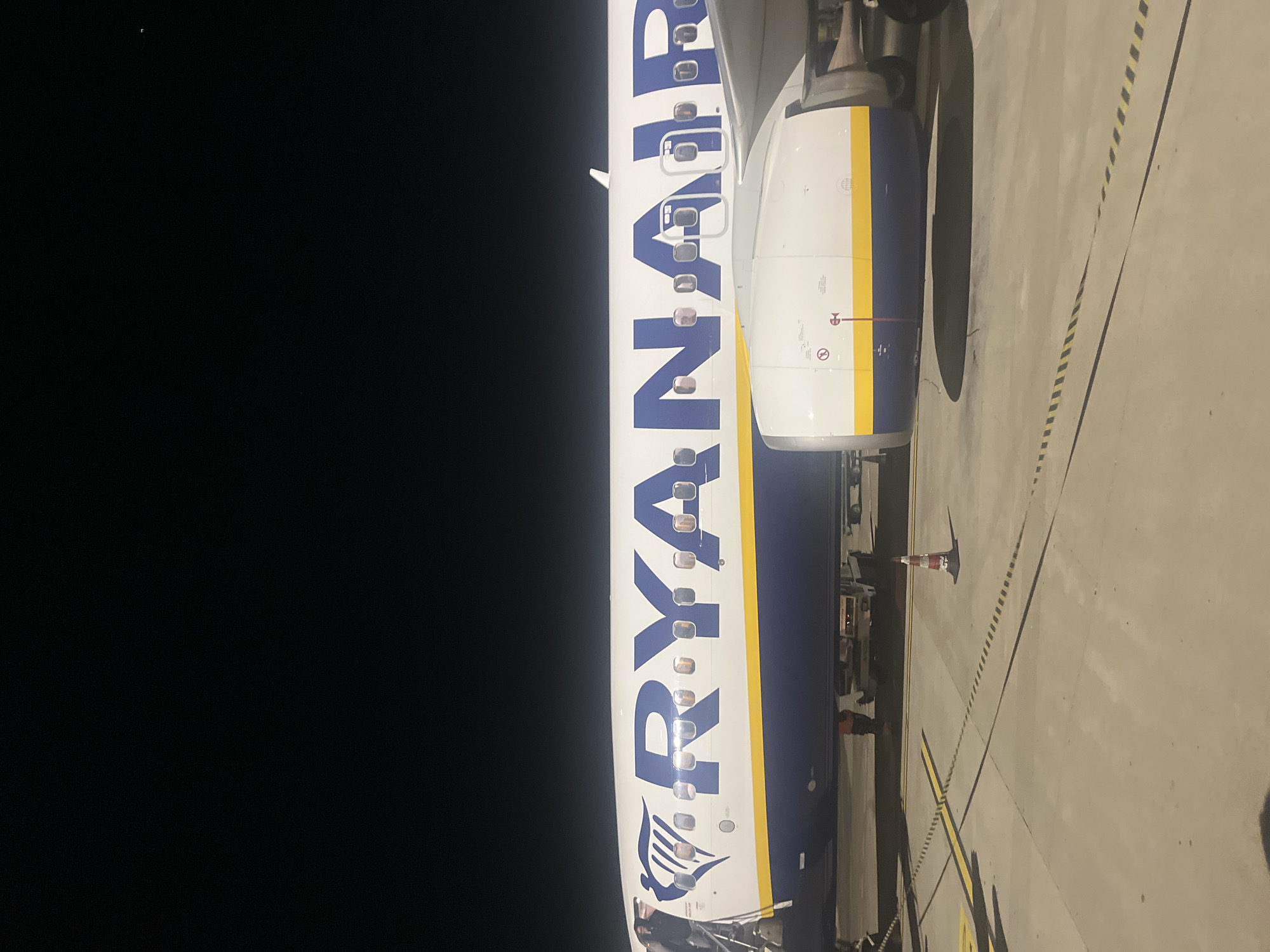 Ryanair aircraft spotted at Bari Airport at night