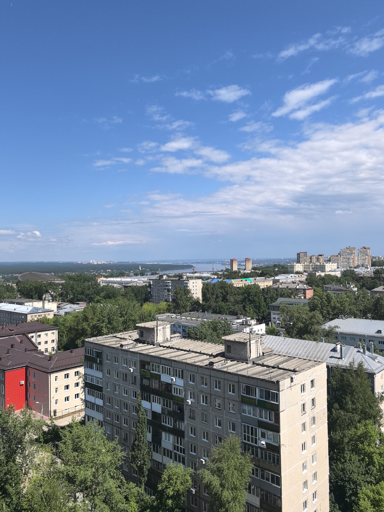 Aerial view captures Perm cityscape on Sunday morning