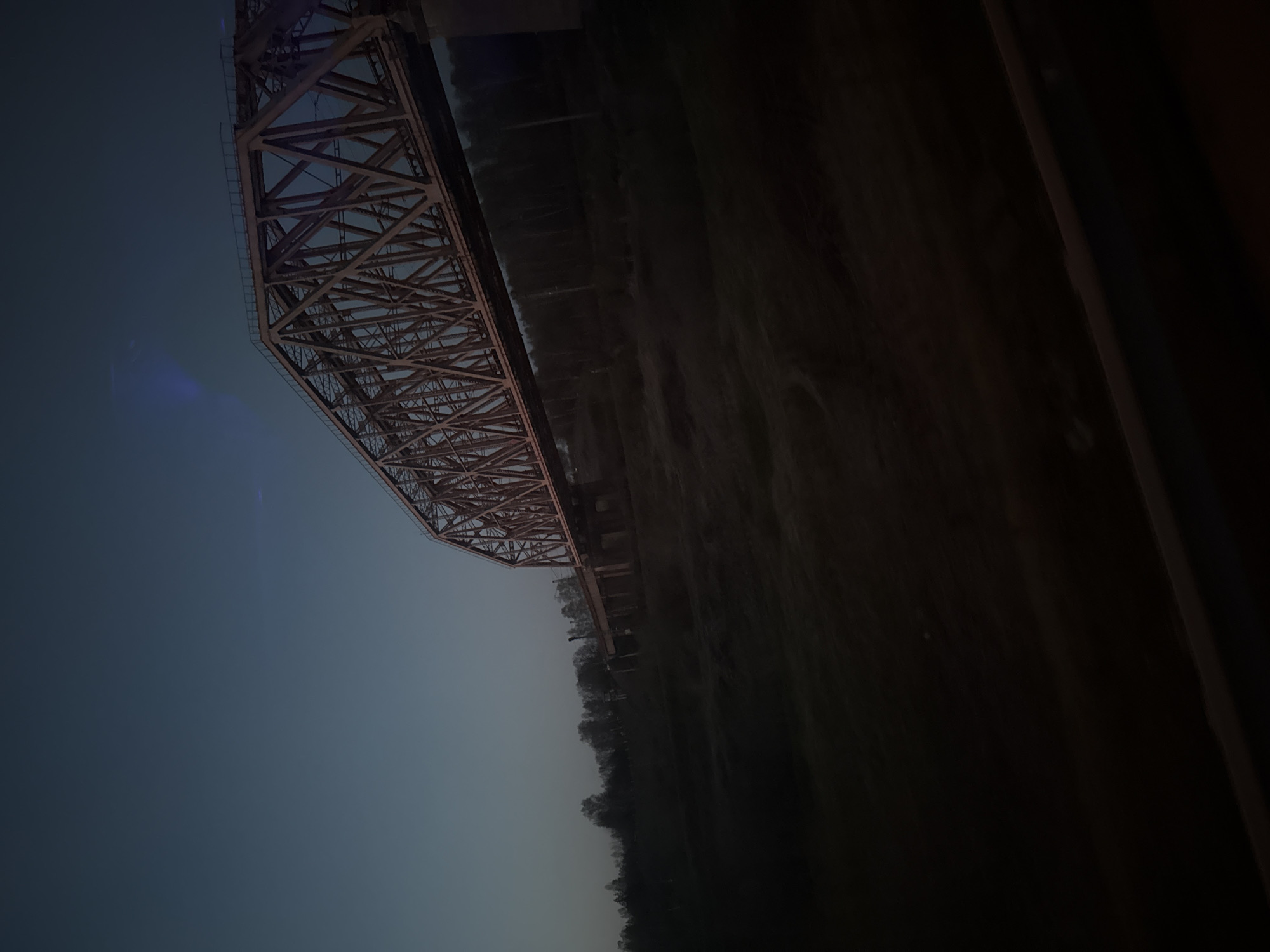 Railway bridge photographed from below in Yakhroma, Russia