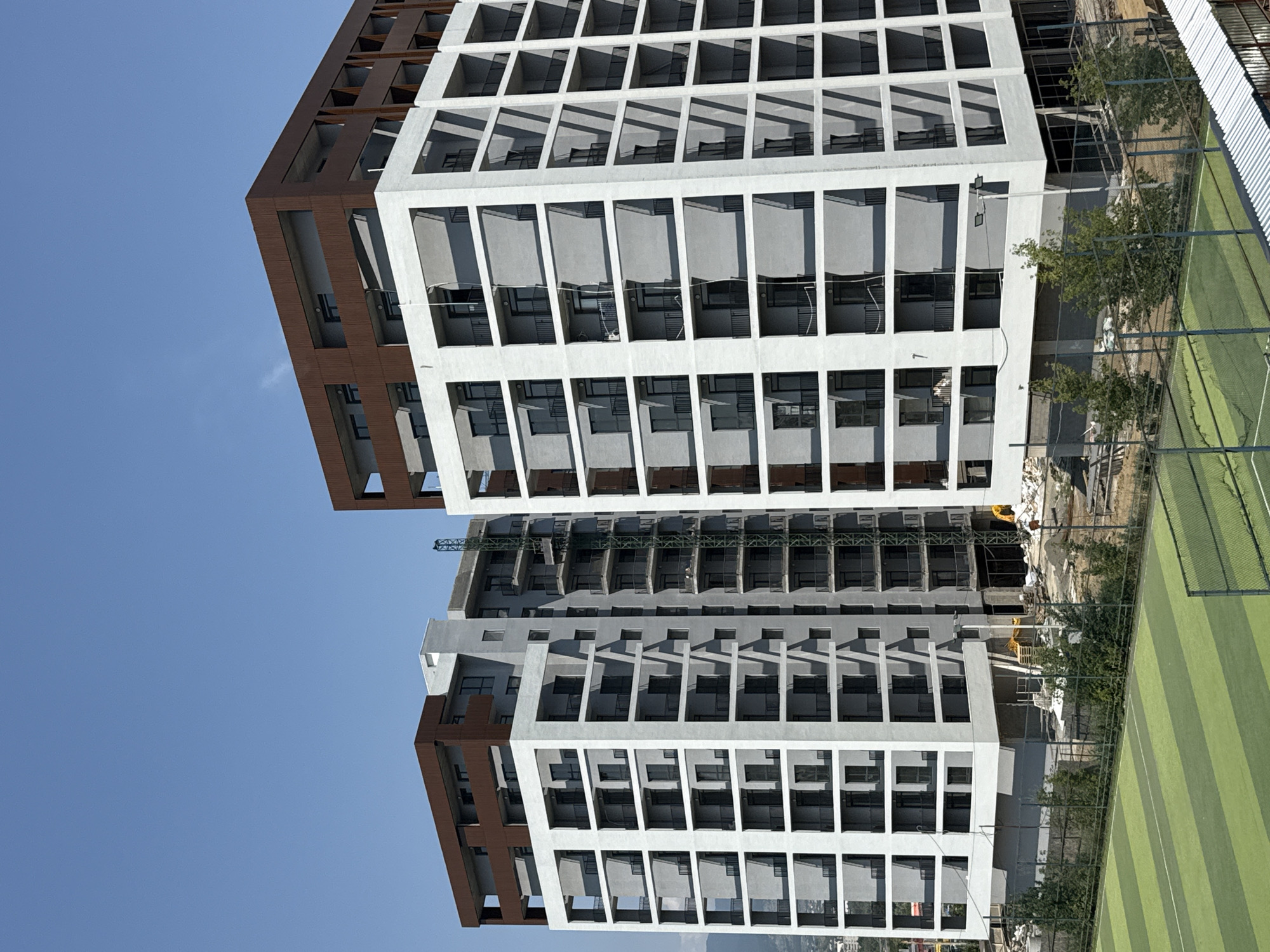 Tbilisi apartment construction site, ground level and above
