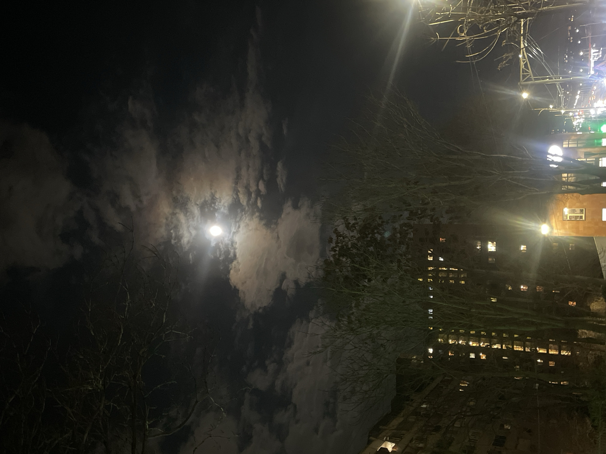 Moonlit night scene captured in urban Yerevan