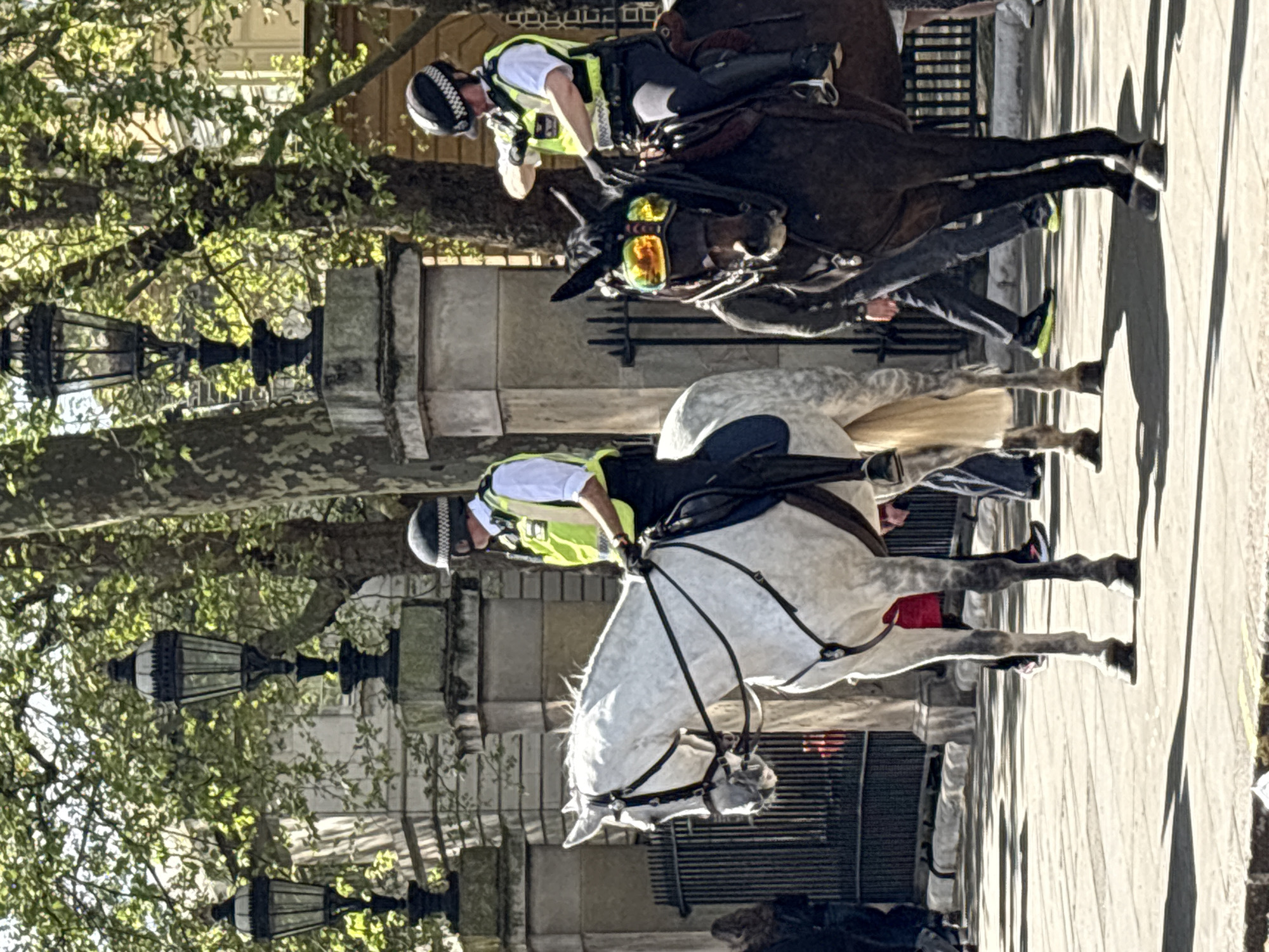 Mounted police patrol London streets on horseback