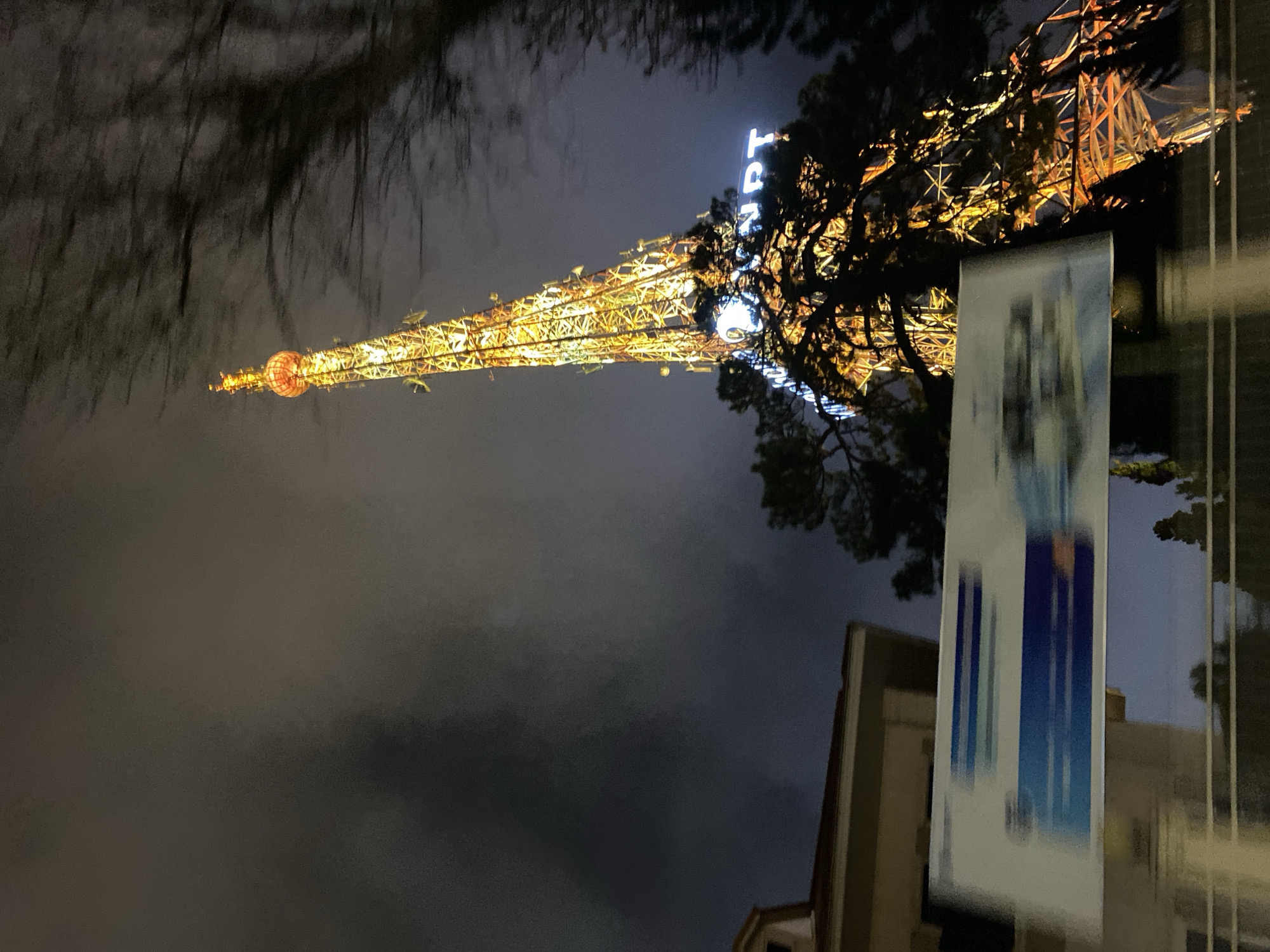 Nighttime scenes captured in Da Lat featuring tower, bustling streets