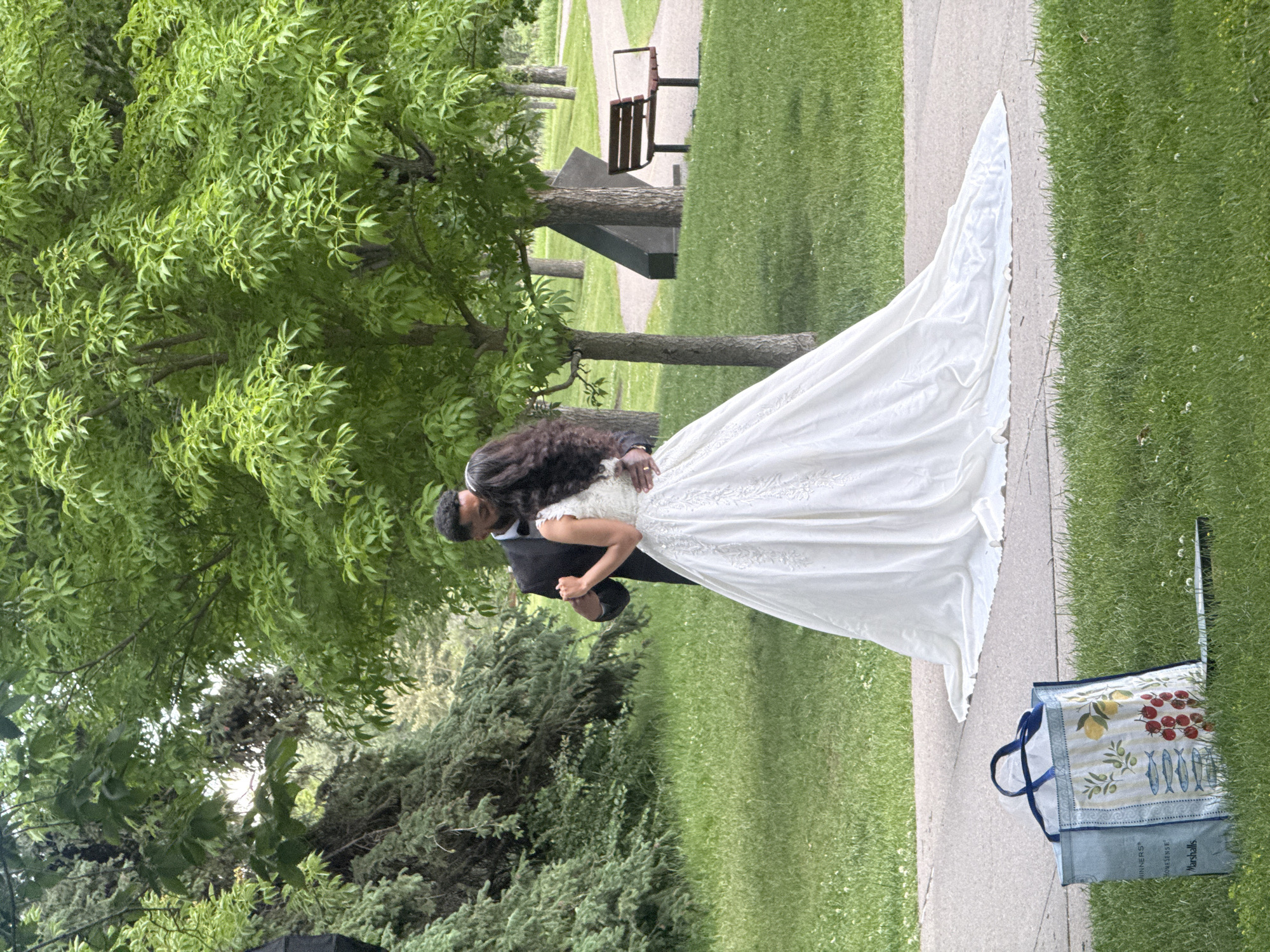 Outdoor wedding dance on a Calgary park lawn