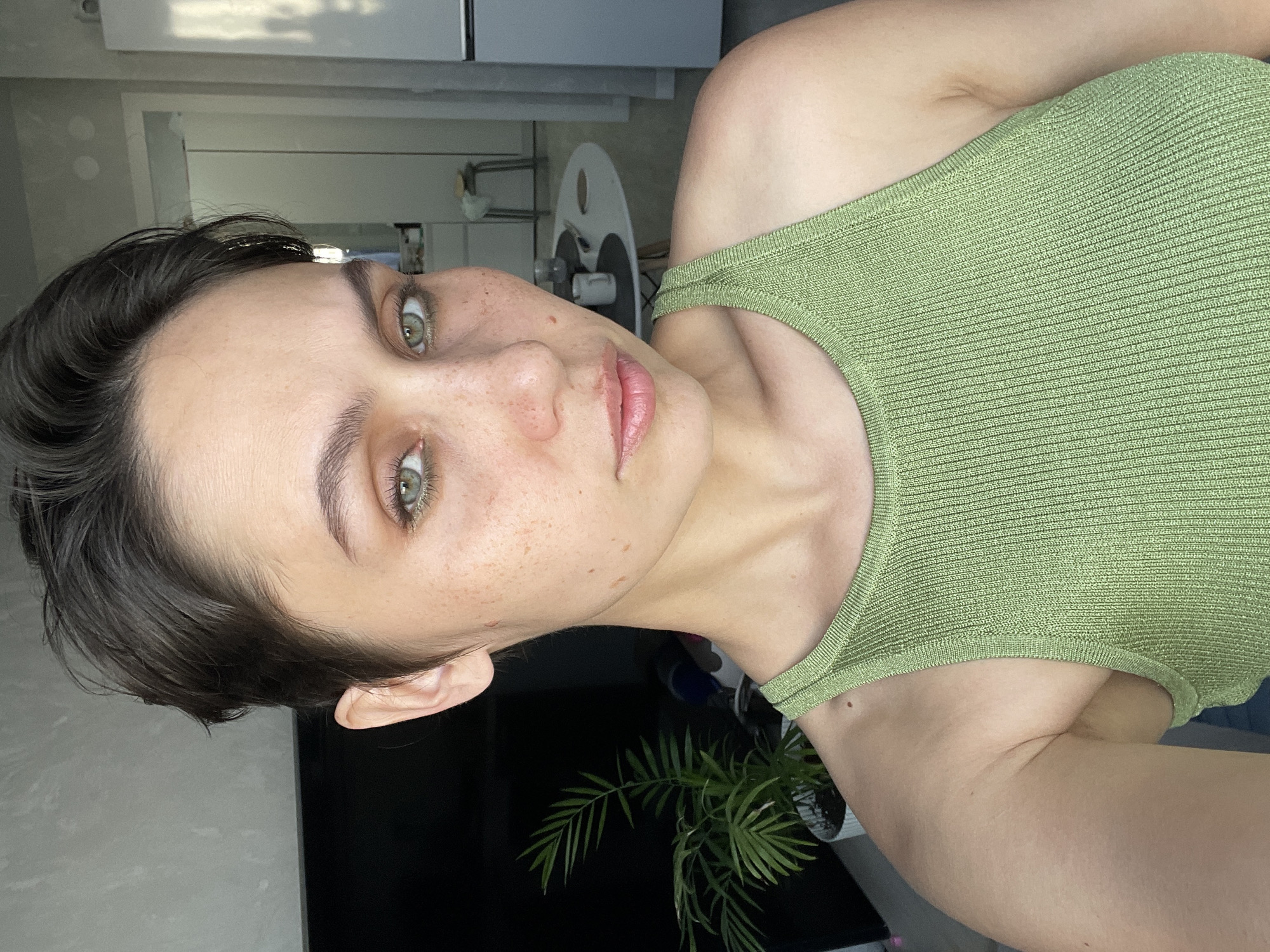 Woman takes selfies in early morning hours in Izhevsk
