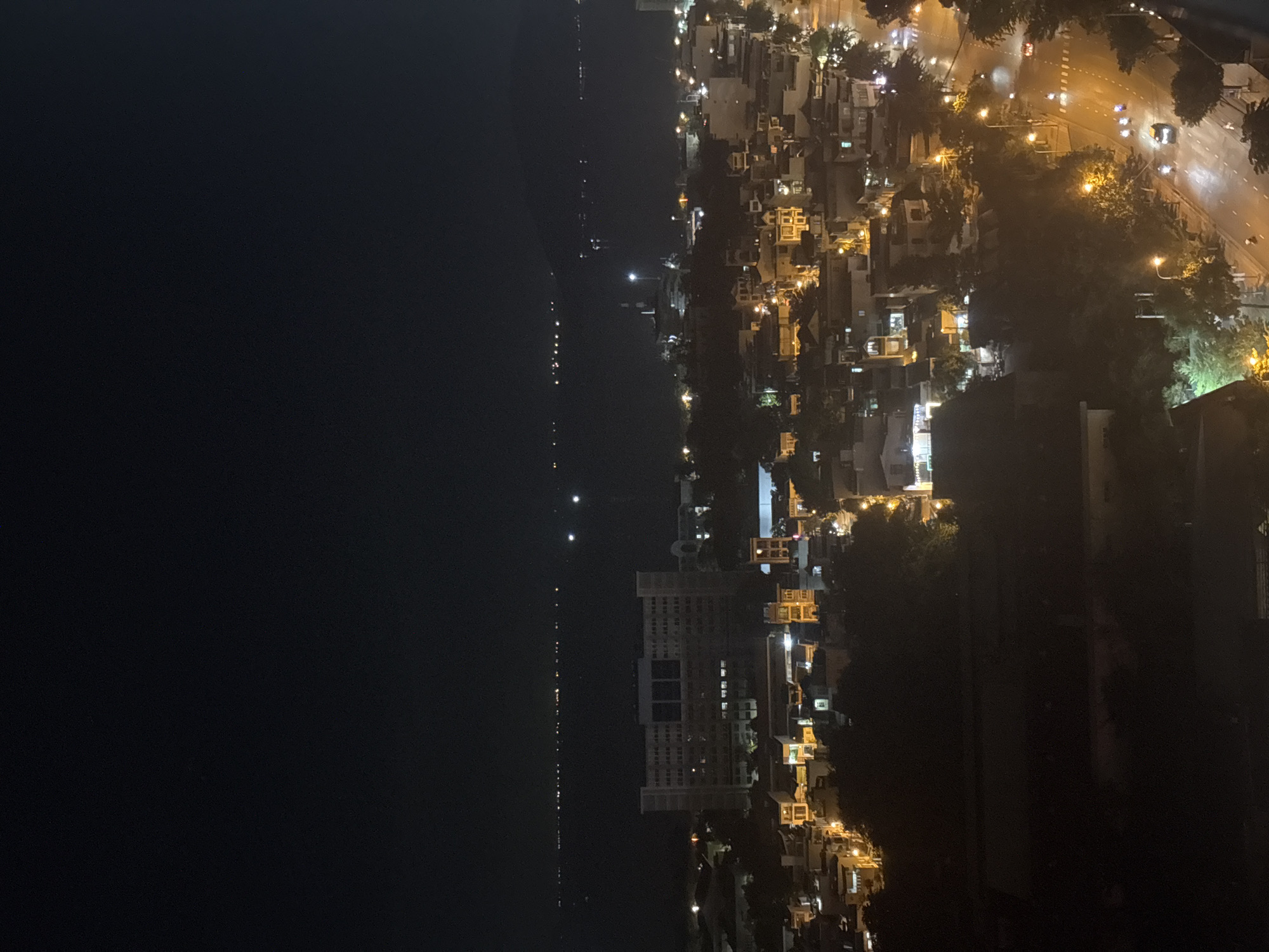 Nha Trang's nighttime coastline seen from above