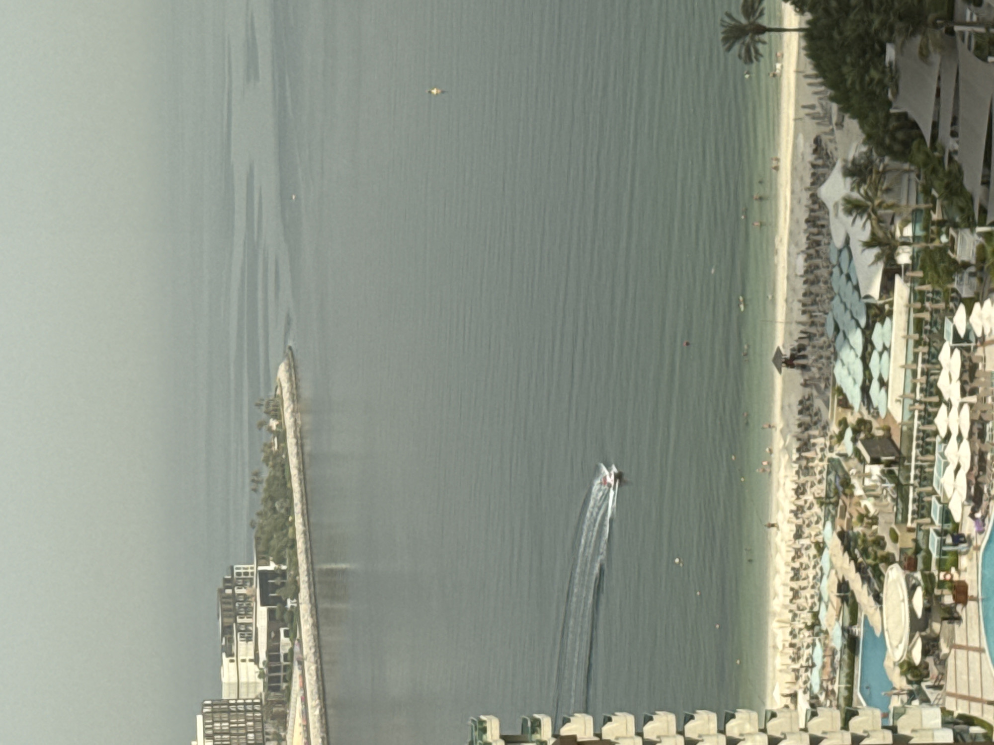 Aerial views of a Dubai resort along the Persian Gulf