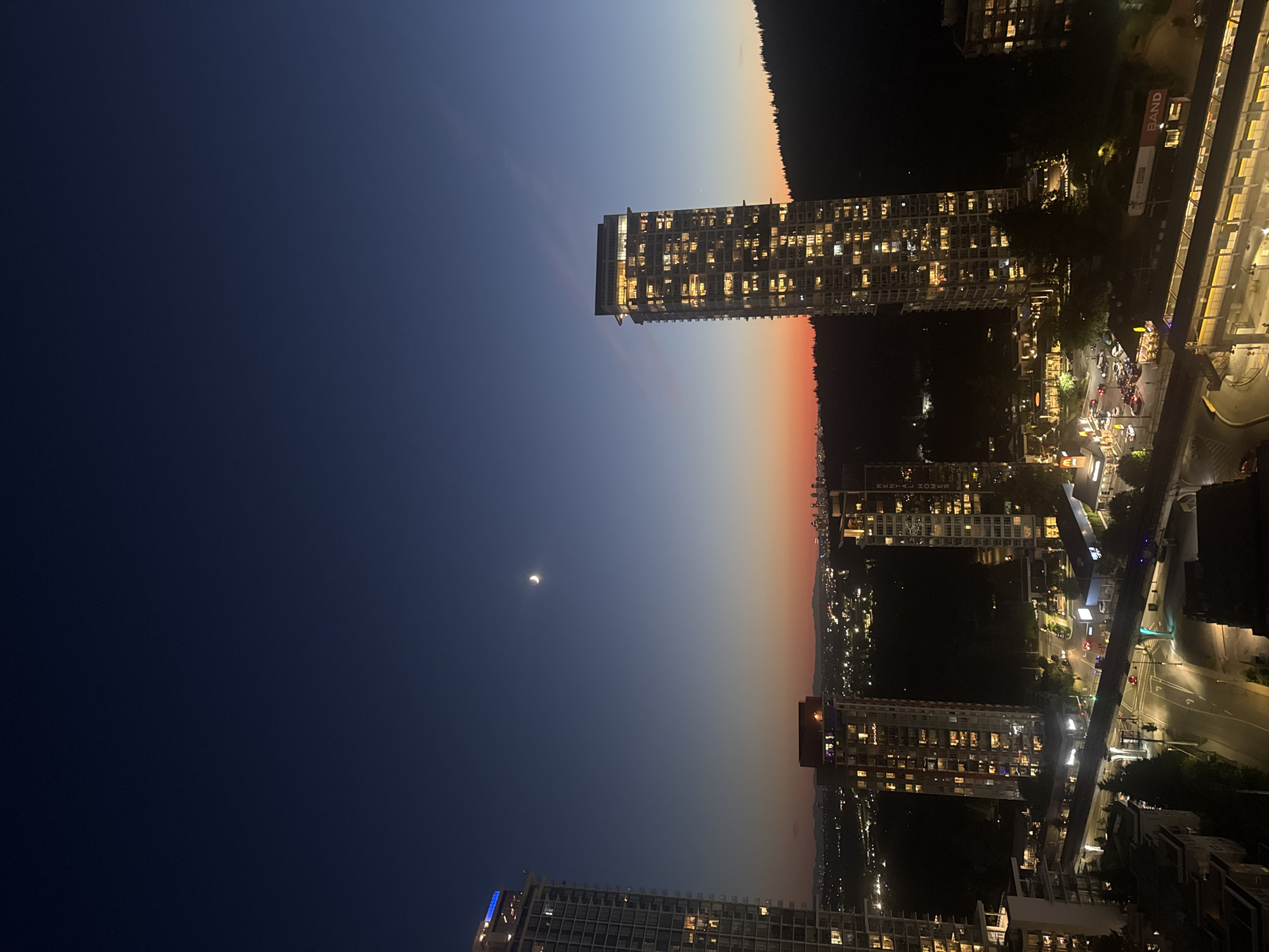 Coquitlam skyline glows as daylight fades to night