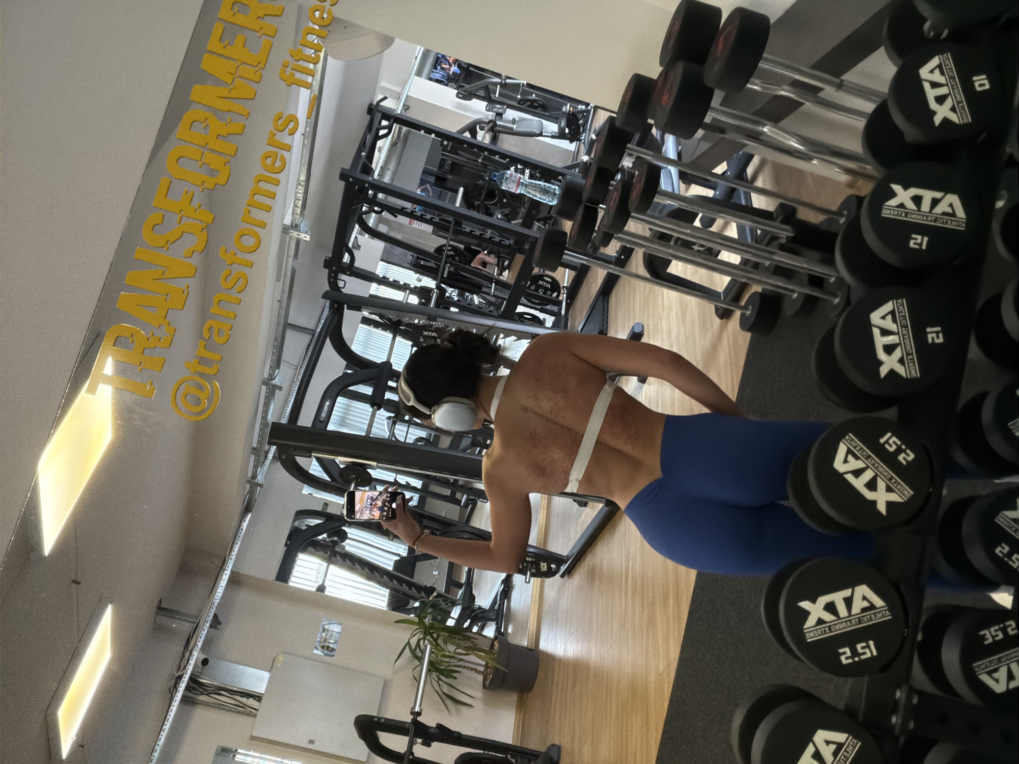 Woman takes gym selfies in Gabrovo fitness center