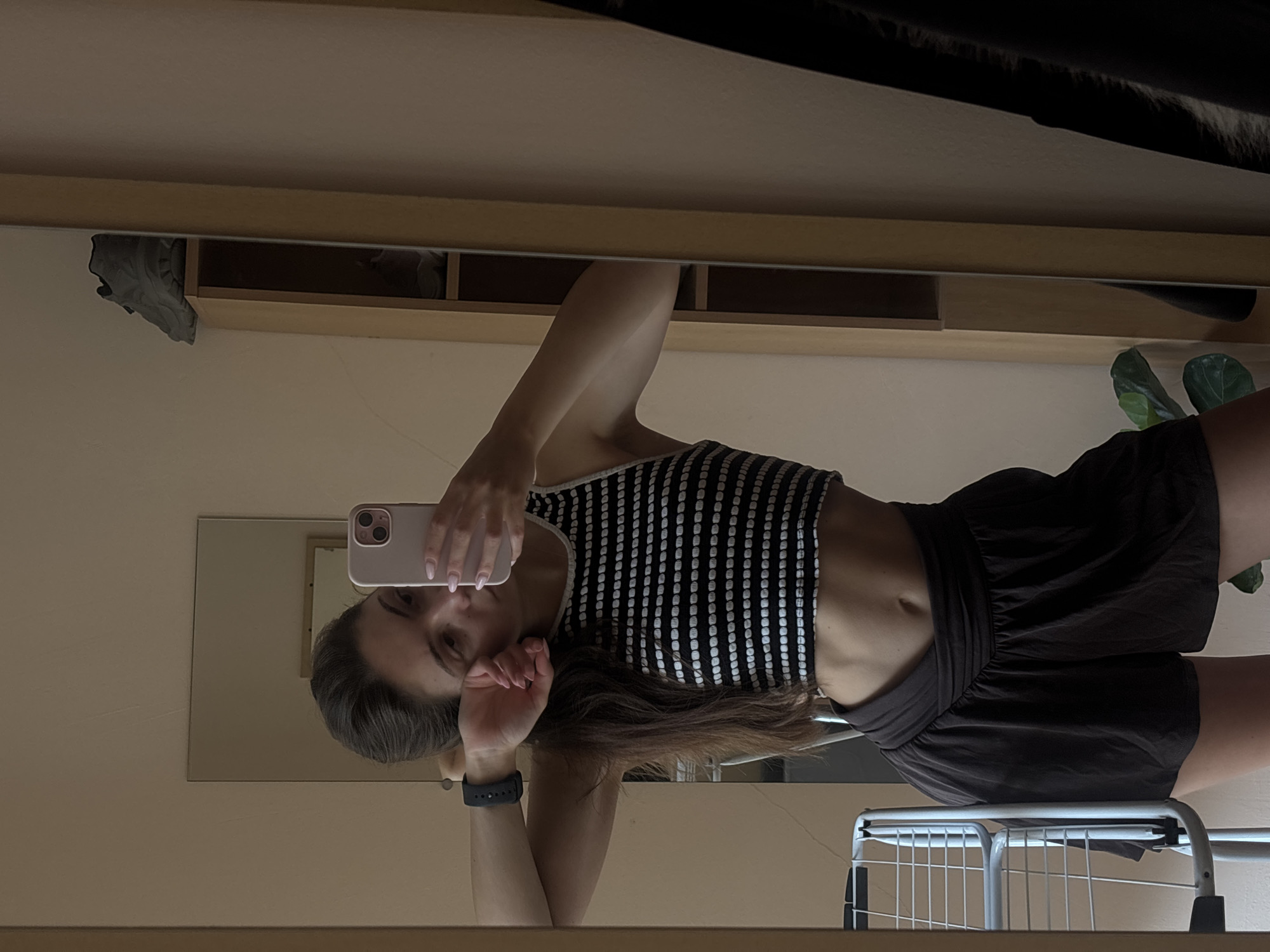 Mirror selfie session in a Varna bedroom, July 2026