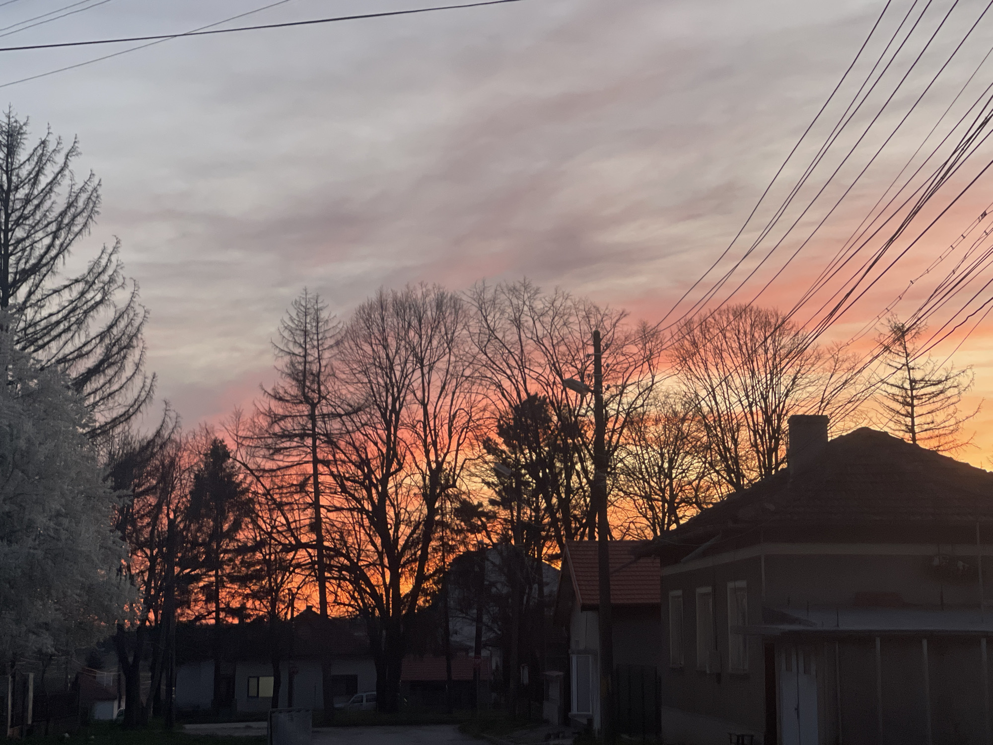 Sunset photographed in residential Isperih, Bulgaria