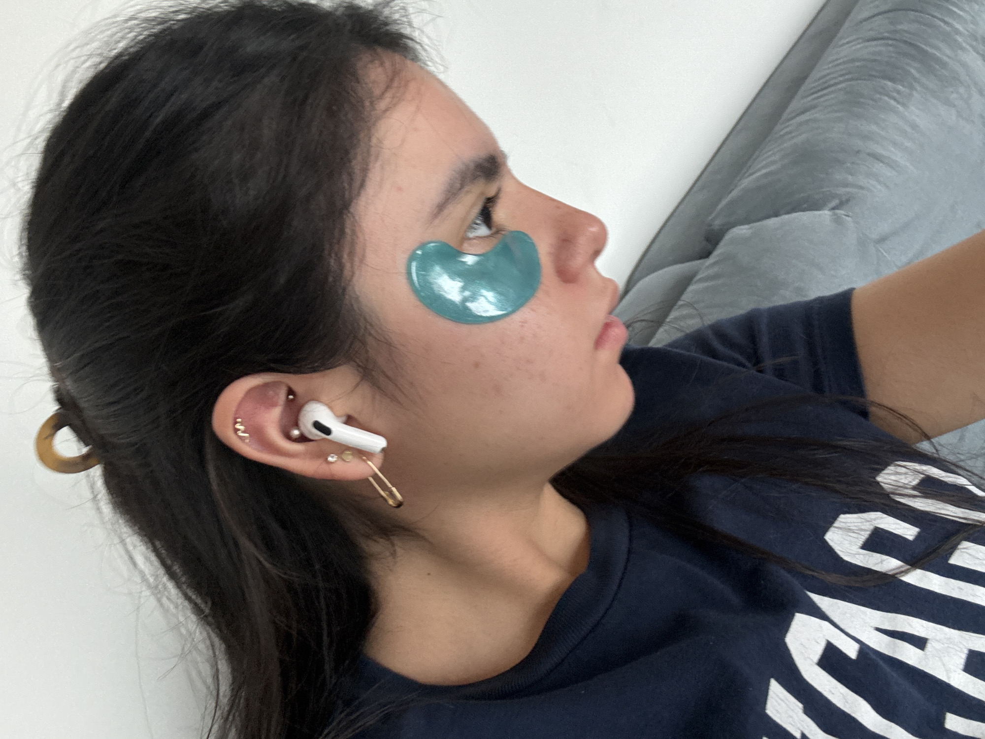 Austin woman documents skincare routine with colored eye patches