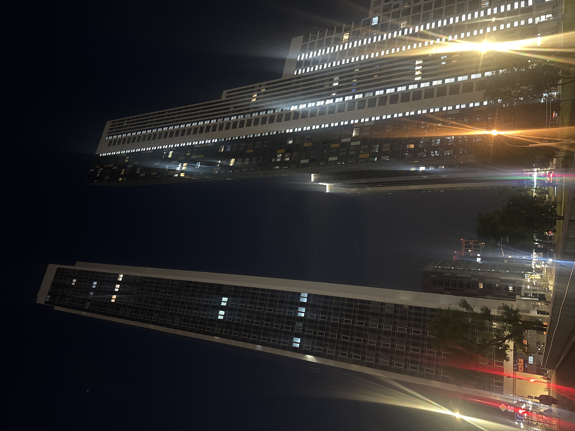 Moscow City skyscrapers observed at night June 8
