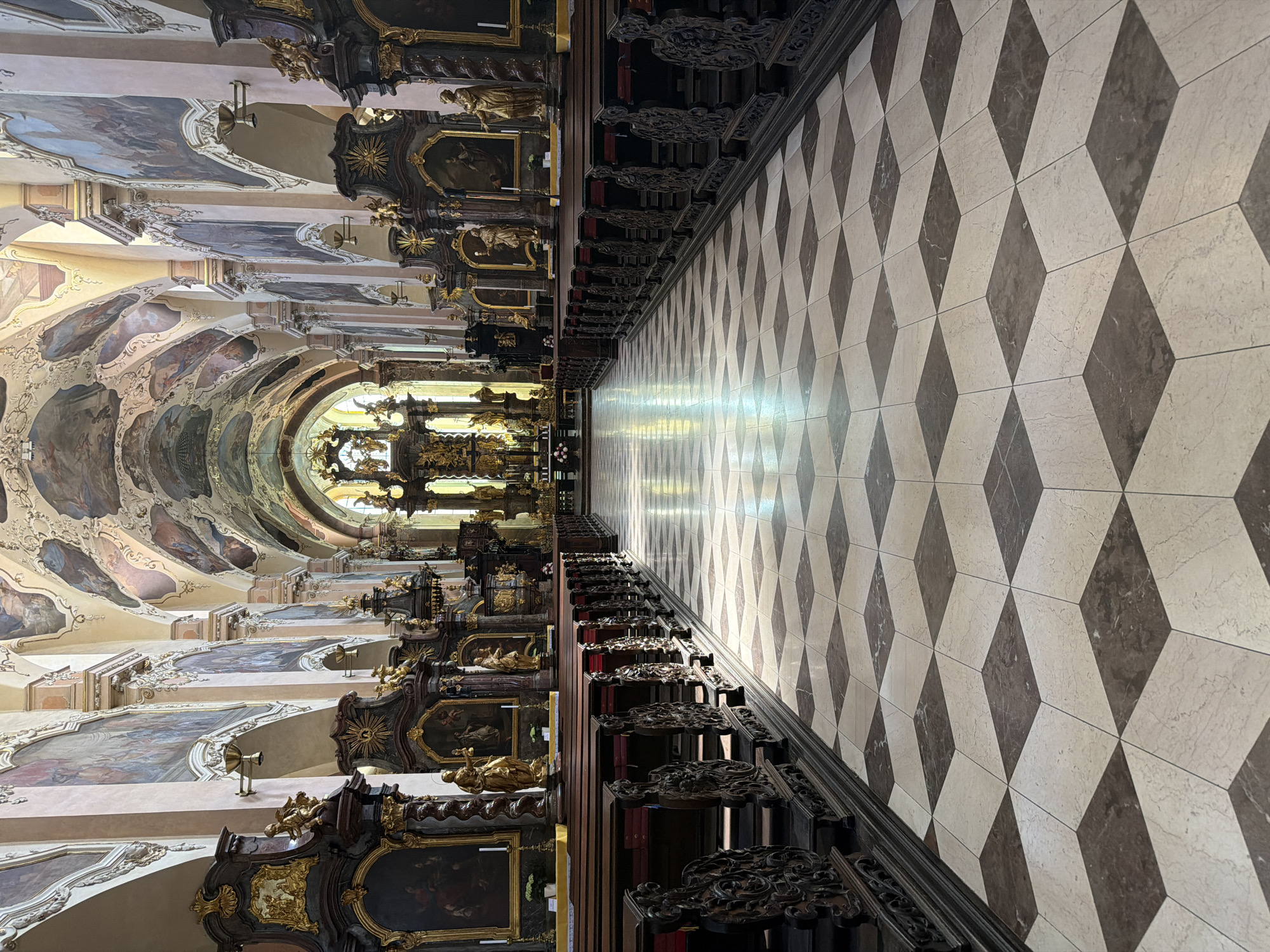 Tourist captures Prague's baroque churches and cityscape views