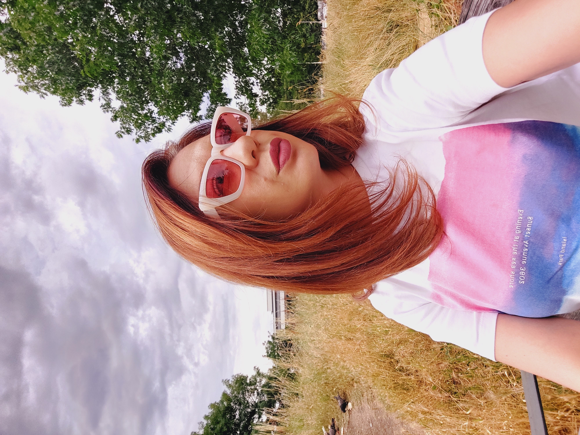 Selfie and red anthuriums in Sofia, a minute apart