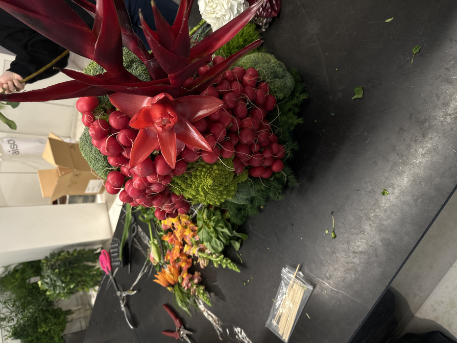 Glass art installation observed in Paris flower shop workshop