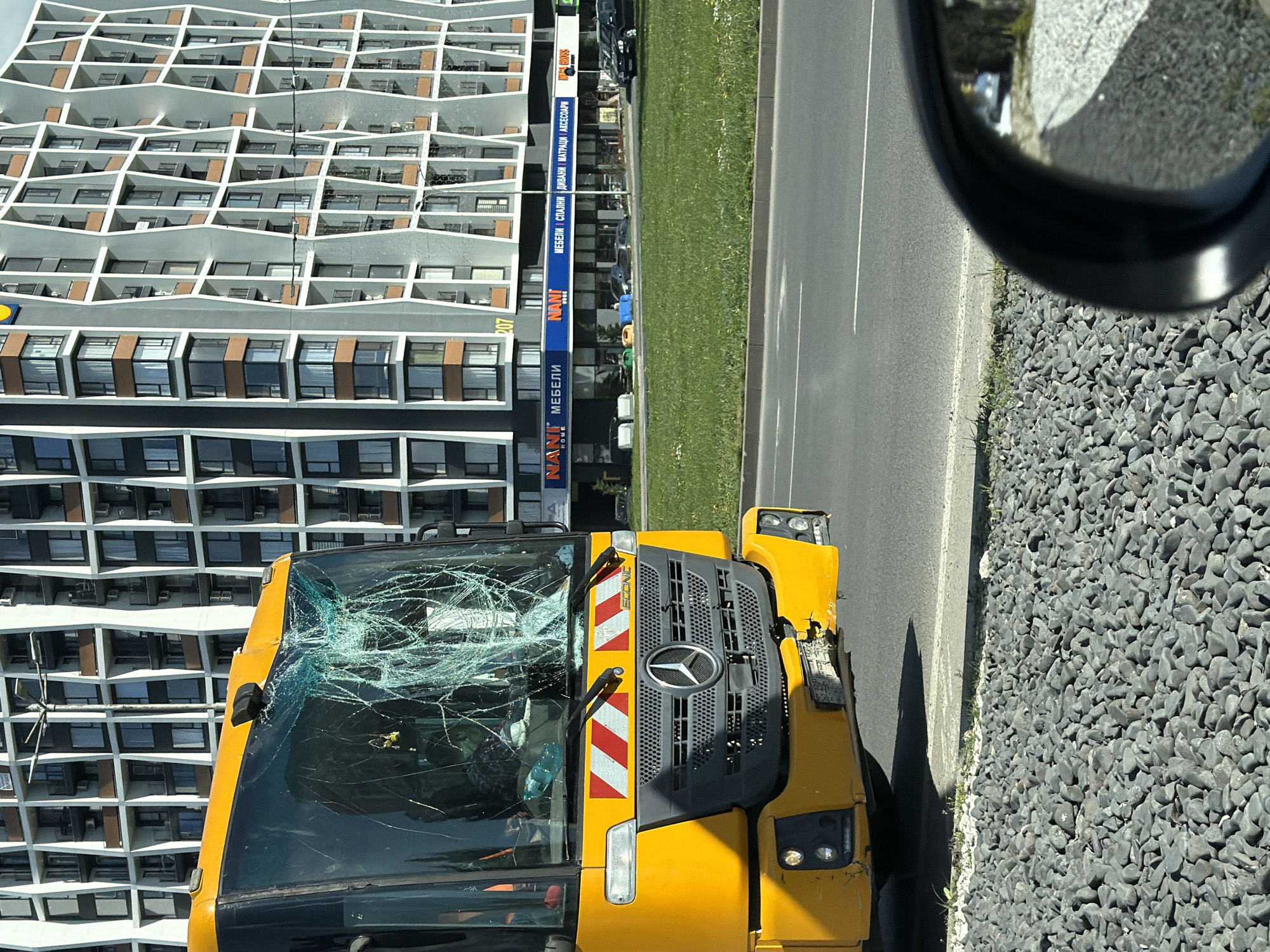 Damaged garbage truck spotted parked in Burgas, Bulgaria