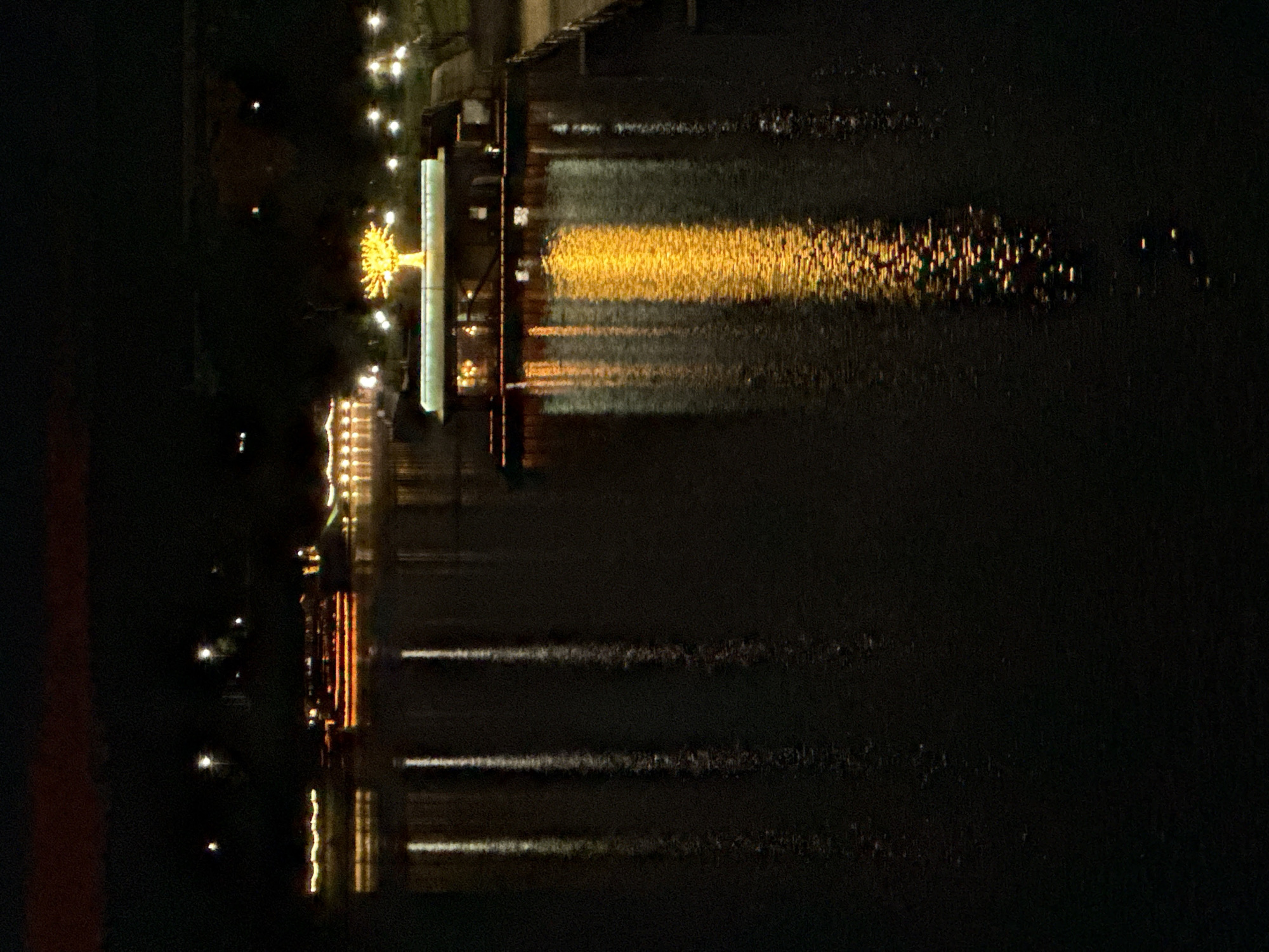 Votkinsk Reservoir lit up along the waterfront at night