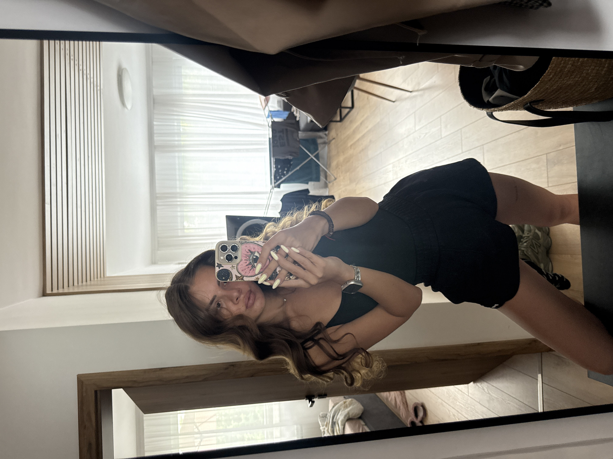 Mirror selfies at home in Plovdiv, July morning