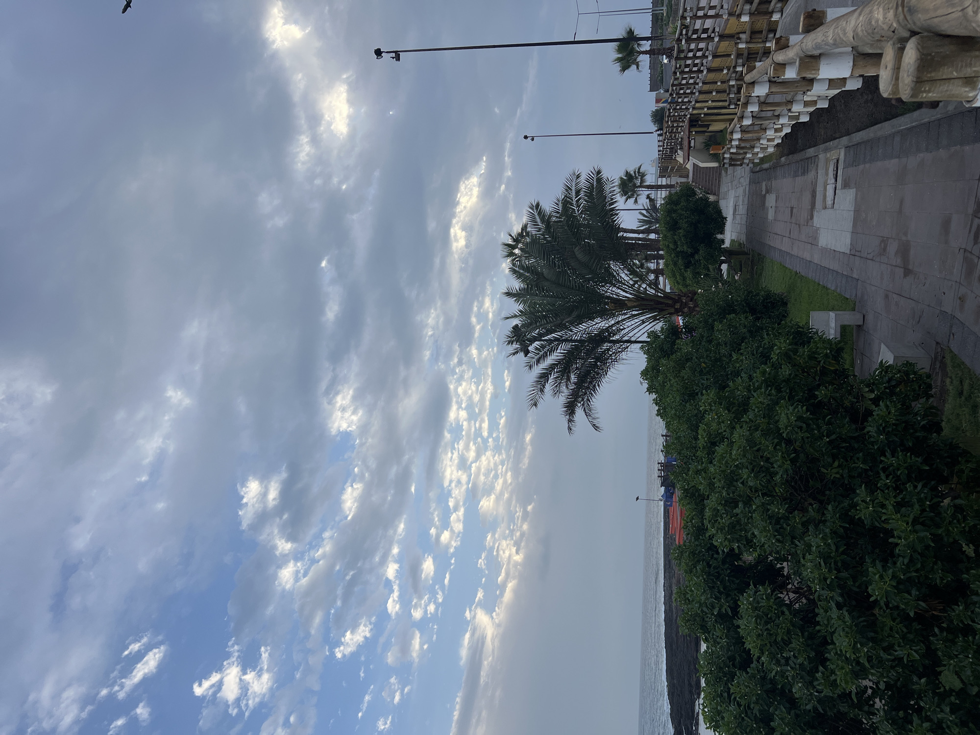 Arica's coastline and streets on a cloudy evening