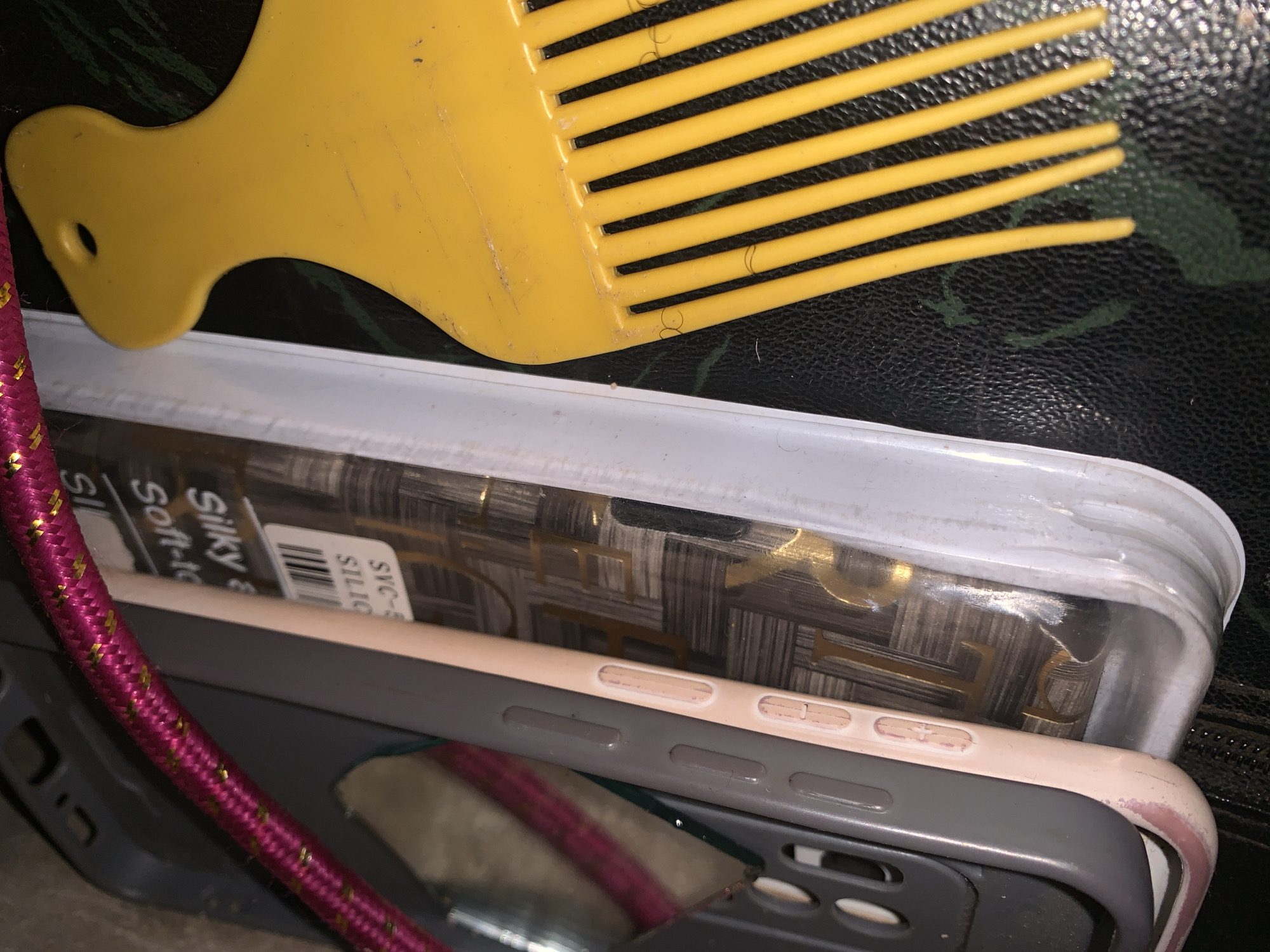 Personal belongings documented in indoor spaces over evening hours