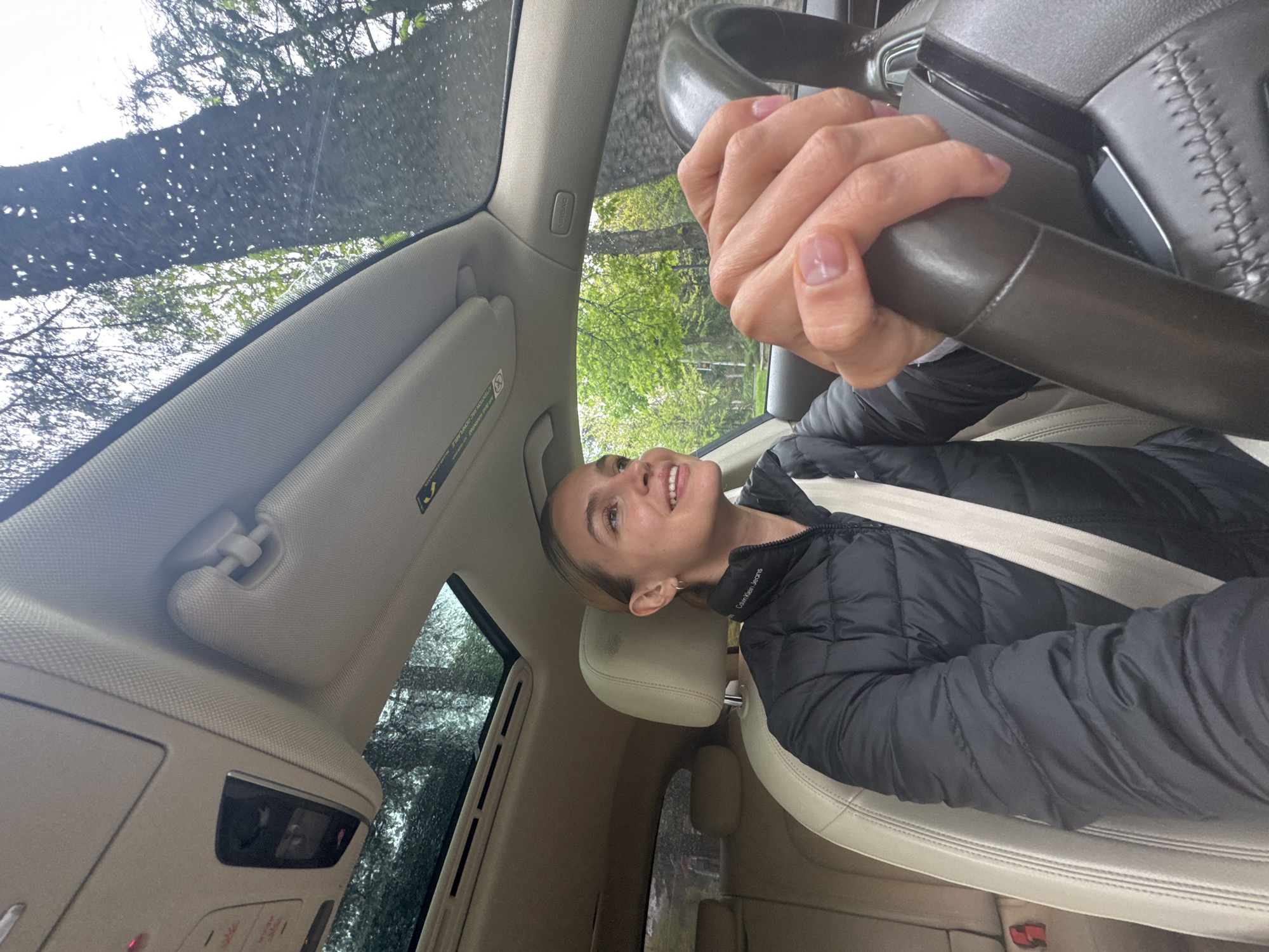 Happy driver photographed in vehicle in Tbilisi