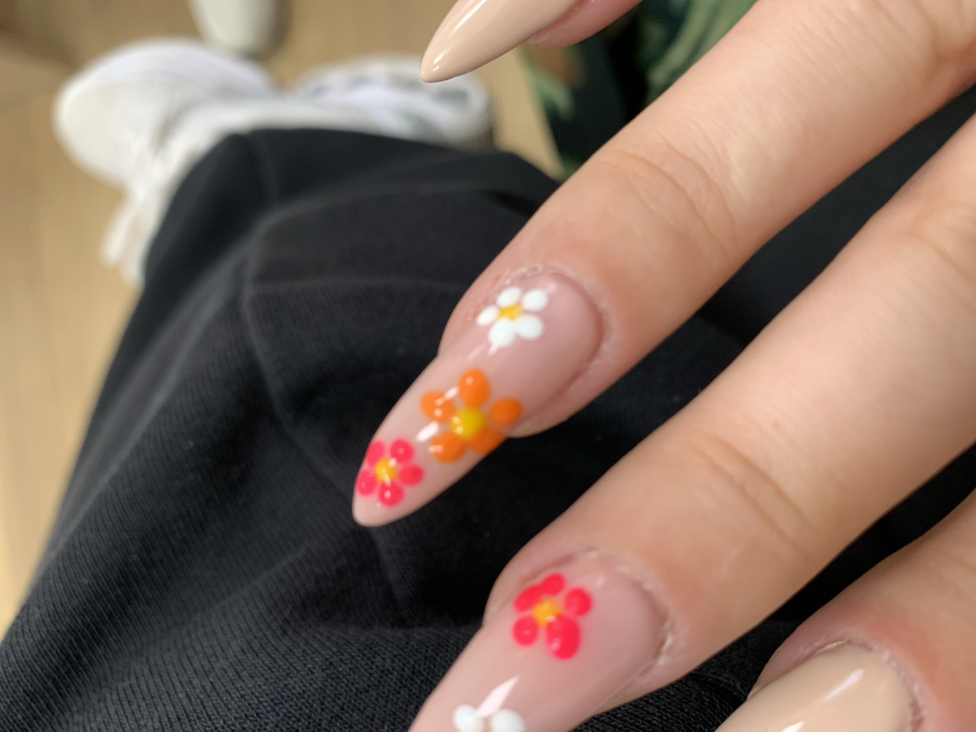 Floral nail art displayed in Sofia